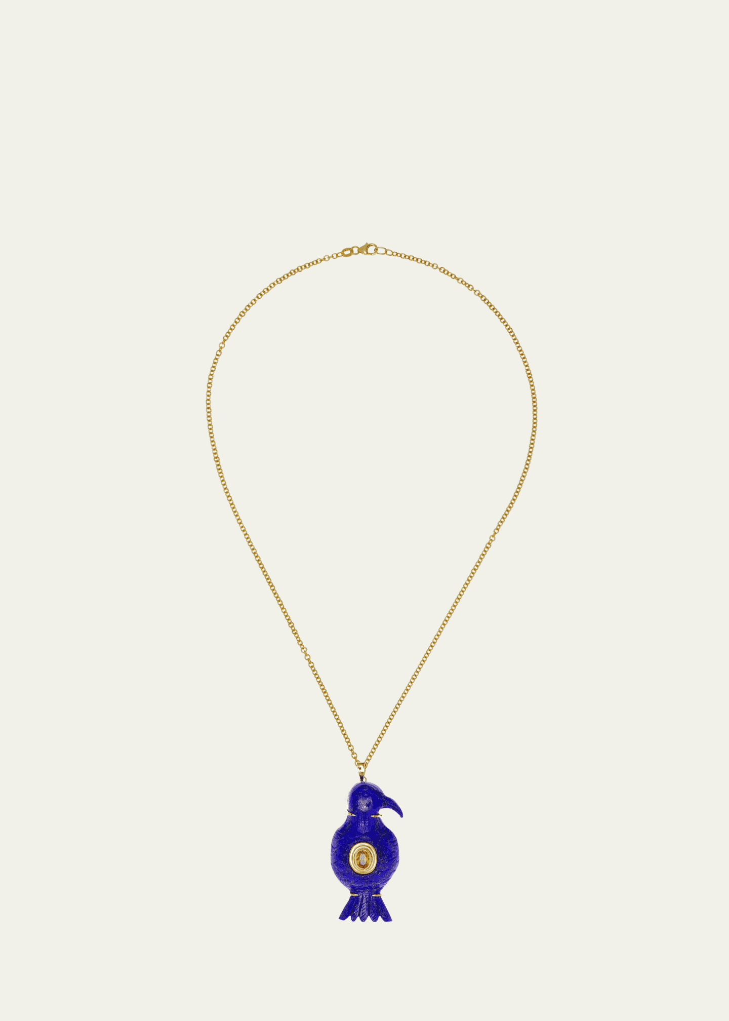 Haute Victoire One Of A Kind Lapis Lazuli Bird and Citrine Necklace, 22"L Image 1 of 2