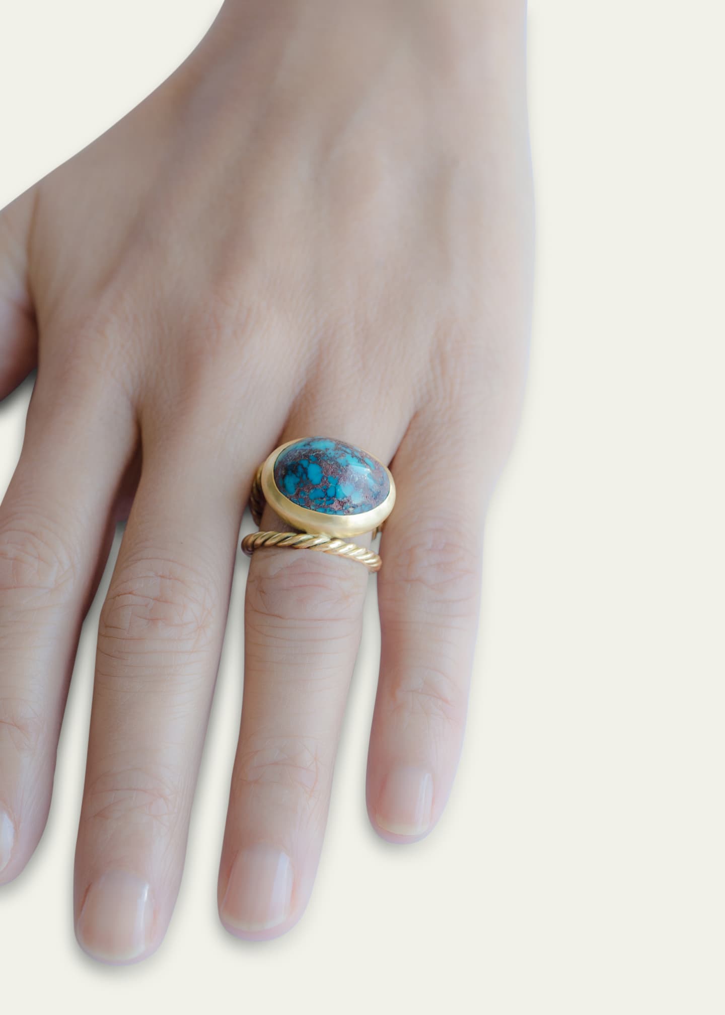 Haute Victoire One Of A Kind Hand Twisted Turquoise Ring, Size 6.5 Image 2 of 2