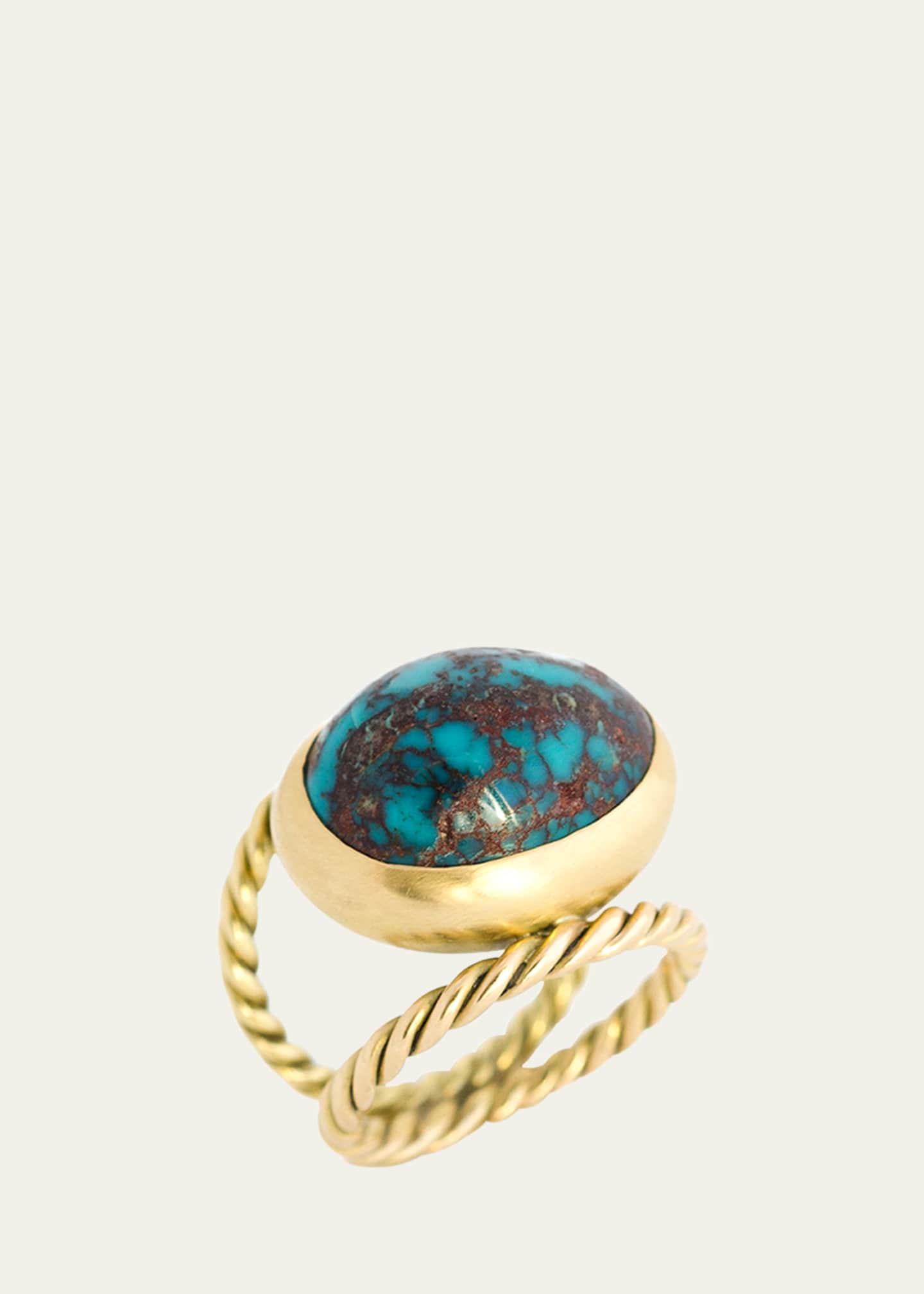 Haute Victoire One Of A Kind Hand Twisted Turquoise Ring, Size 6.5 Image 1 of 2