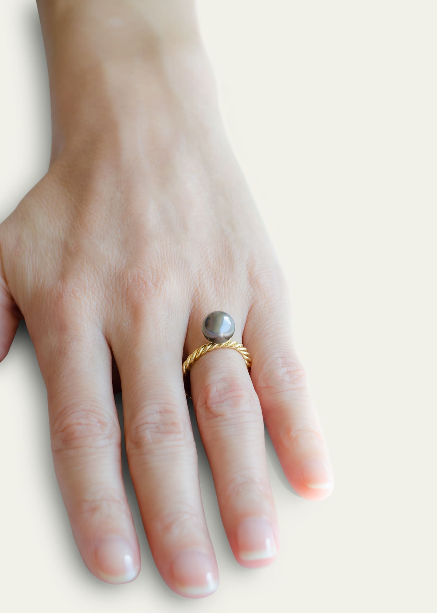 Haute Victoire Tahitian Pearl Hand Twisted Ring, Size 7 Image 2 of 2
