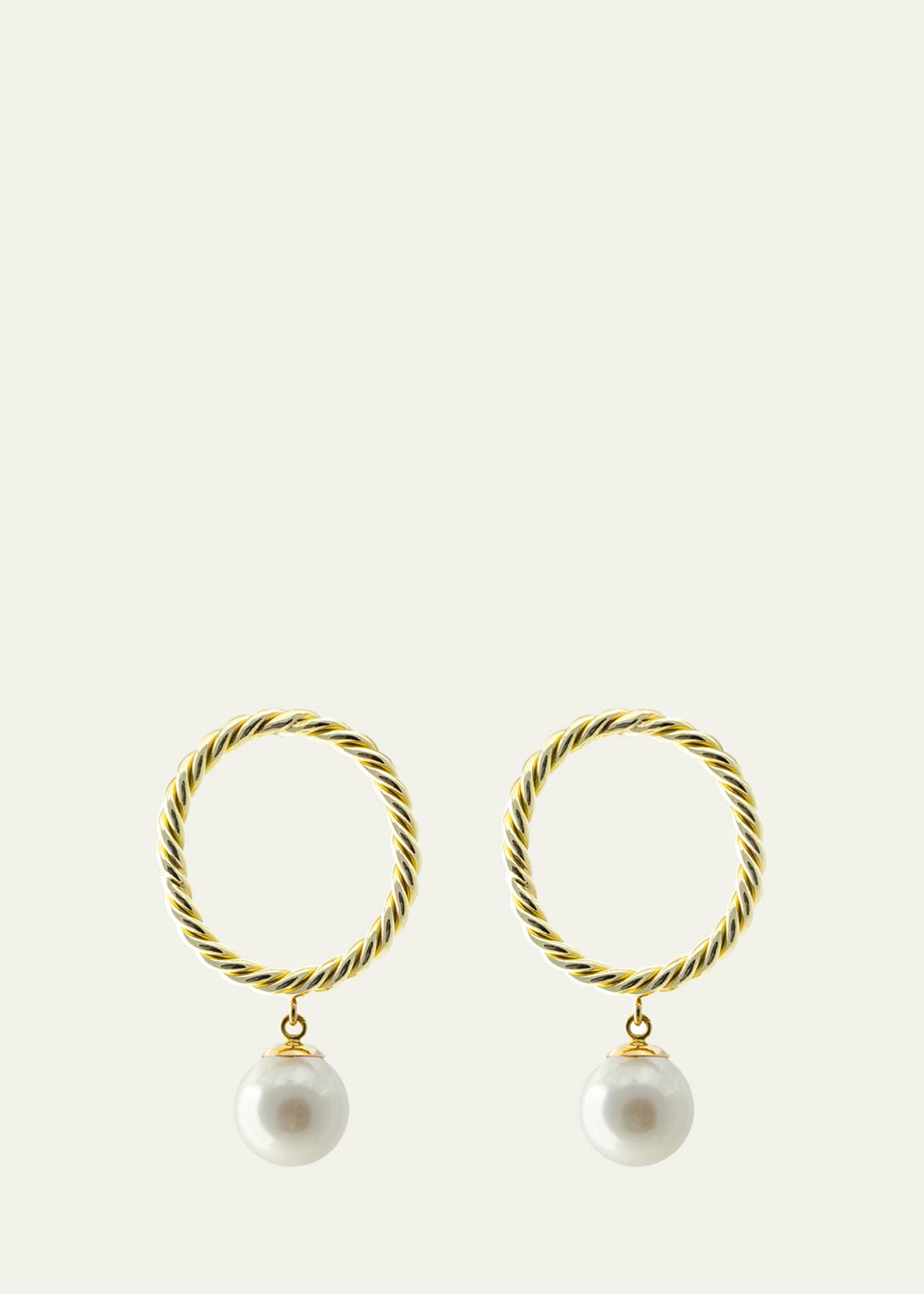 Haute Victoire Akoya Pearl Hand-Twisted 18K Yellow Gold Earrings Image 1 of 2
