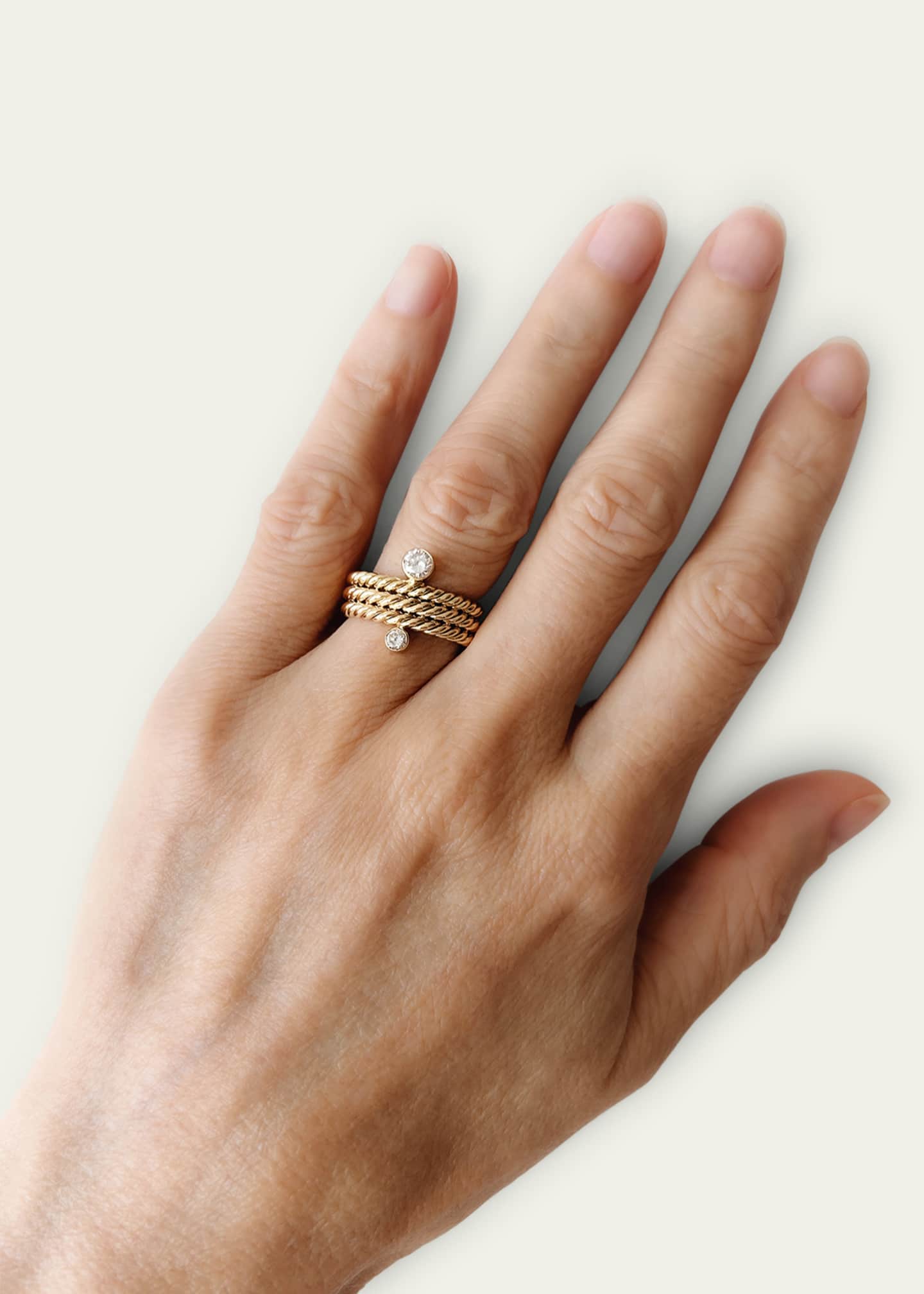 Haute Victoire Hand Twisted 3 Row Diamond Ring, Size 6.5 Image 2 of 2