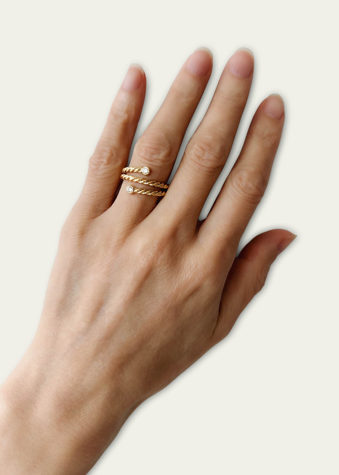Haute Victoire Toi et Moi Hand-Twisted 18K Yellow Gold Diamond Ring, Size 7 Image 2 of 2