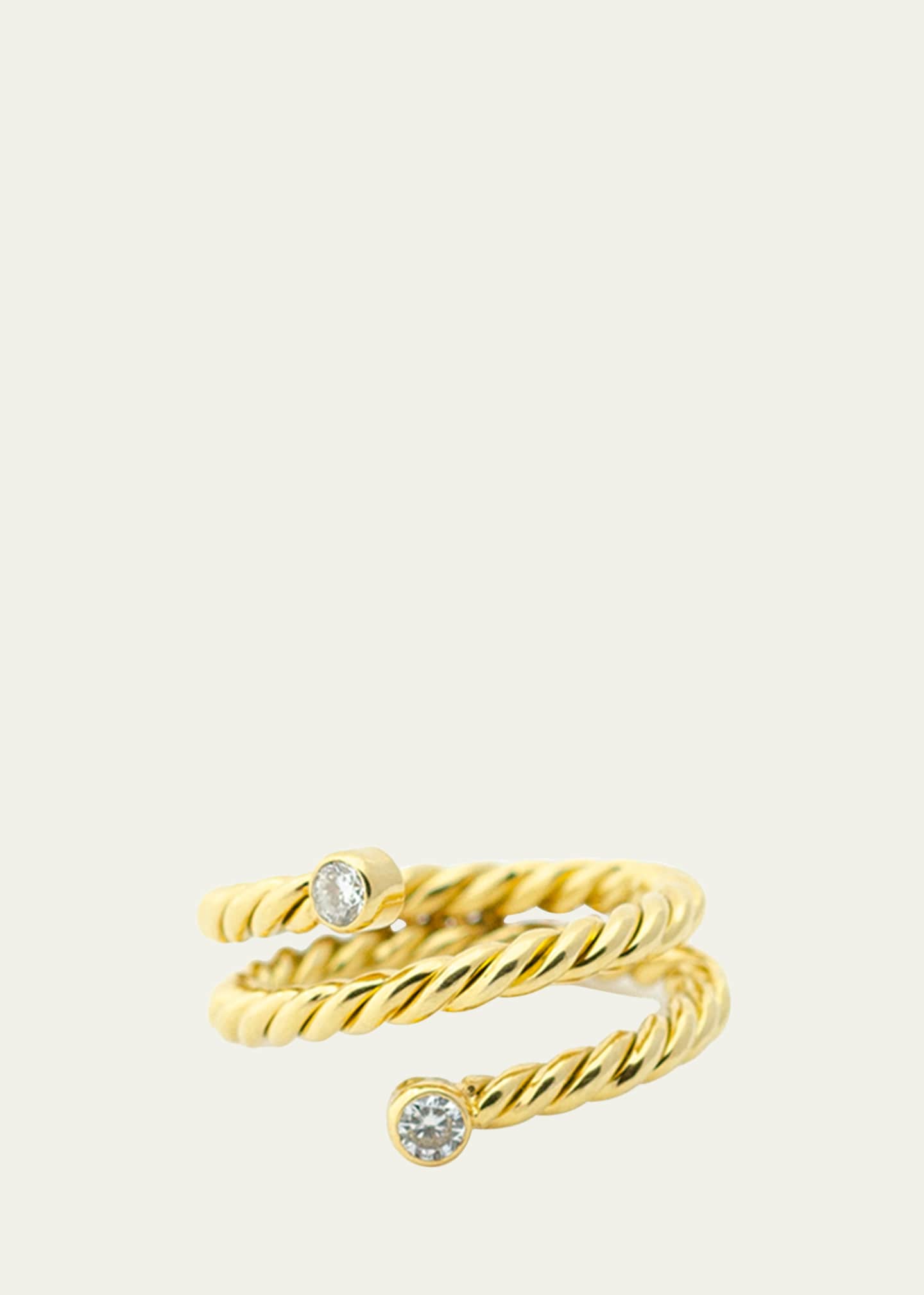 Haute Victoire Toi et Moi Hand-Twisted 18K Yellow Gold Diamond Ring, Size 7 Image 1 of 2