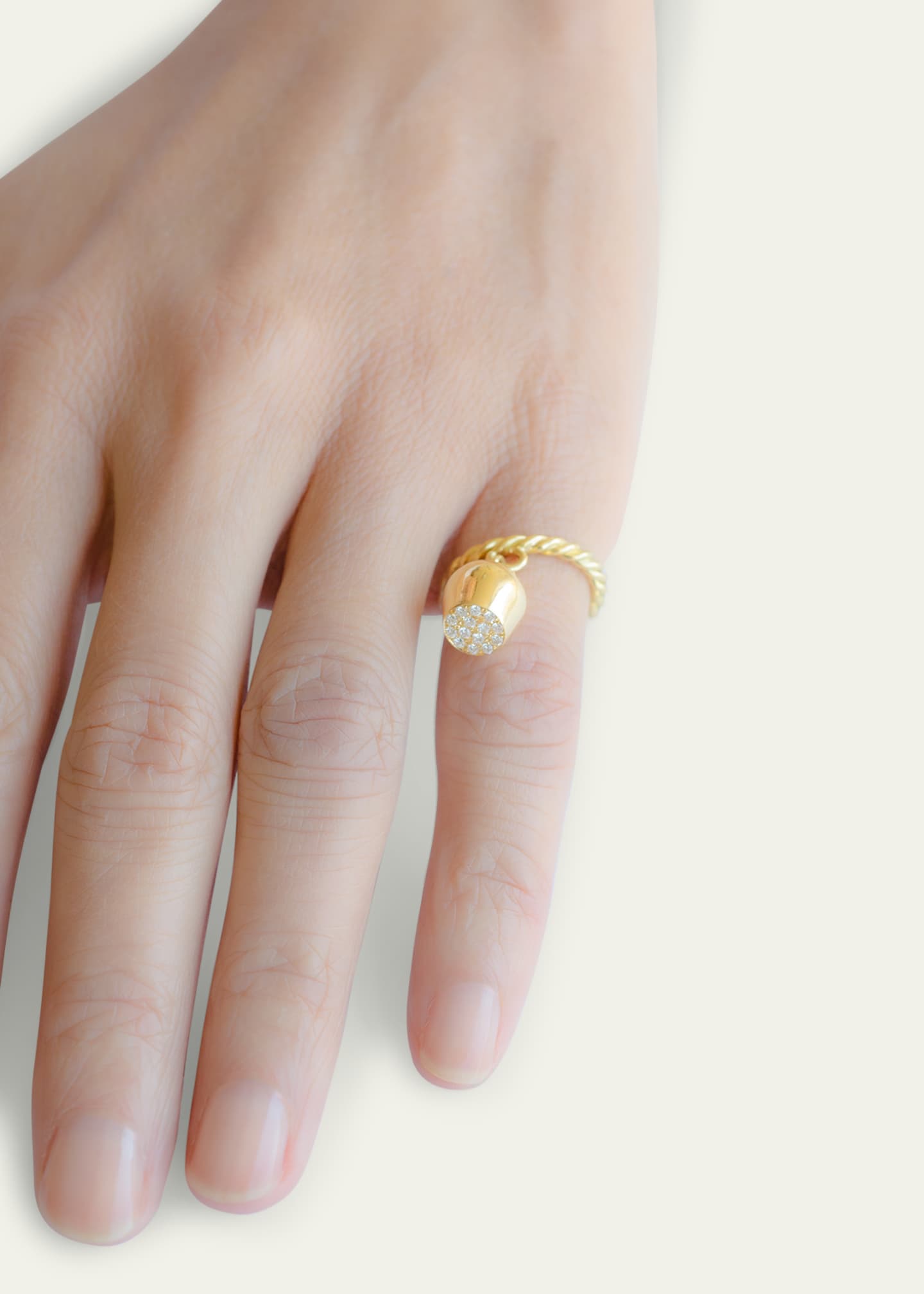 Haute Victoire Diamond Pave Lune Hand Twisted Ring, Size 6.5 Image 2 of 2