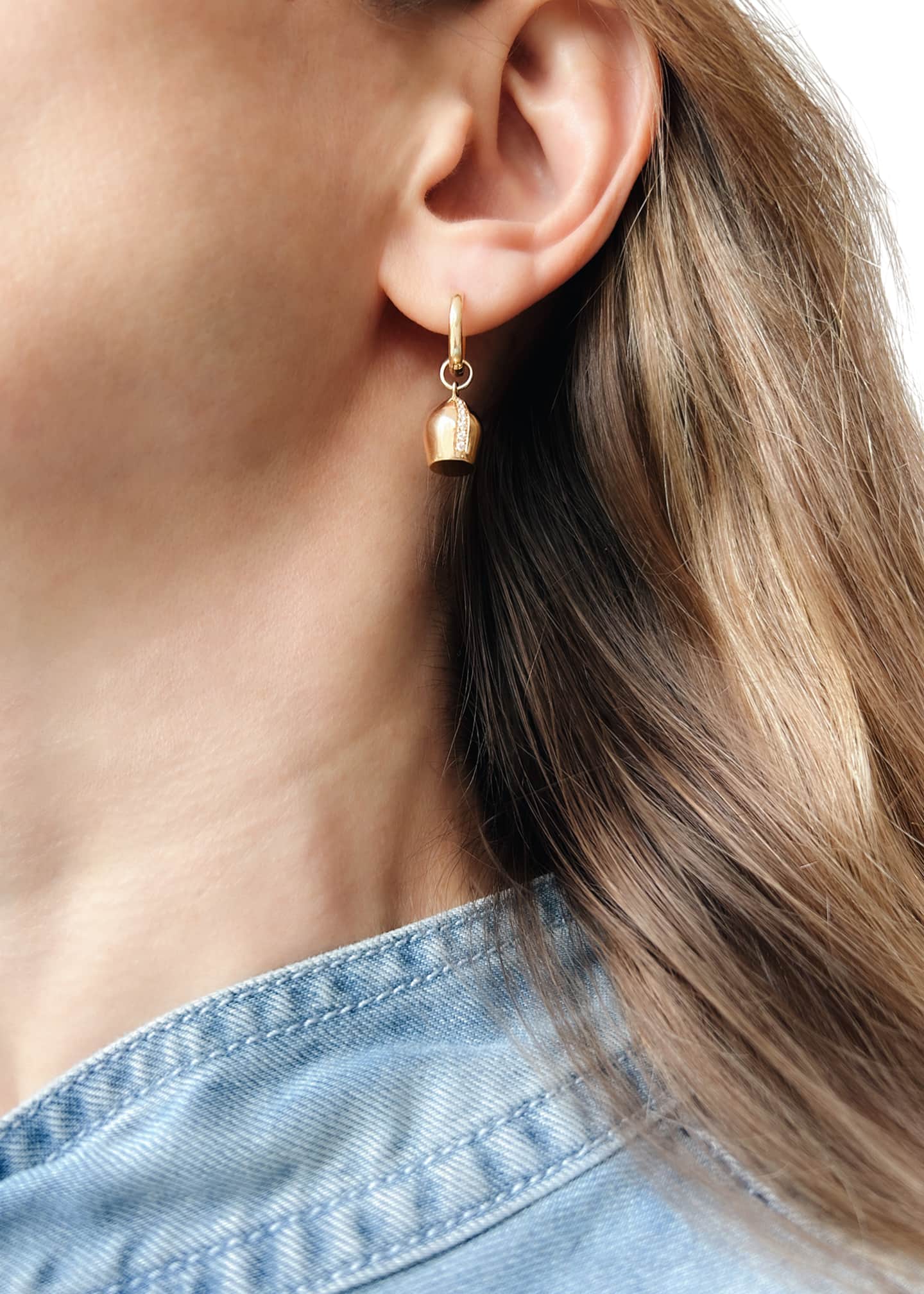 Haute Victoire Diamond Lune Hoop Earrings Image 2 of 2