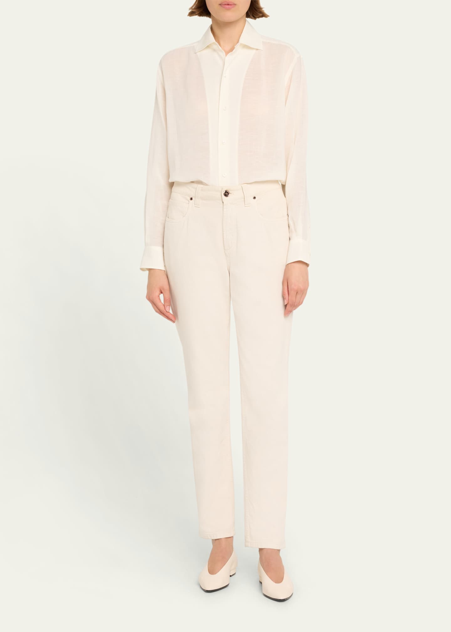 Ralph Lauren Collection Capri Button Down Linen Voile Shirt Image 2 of 5