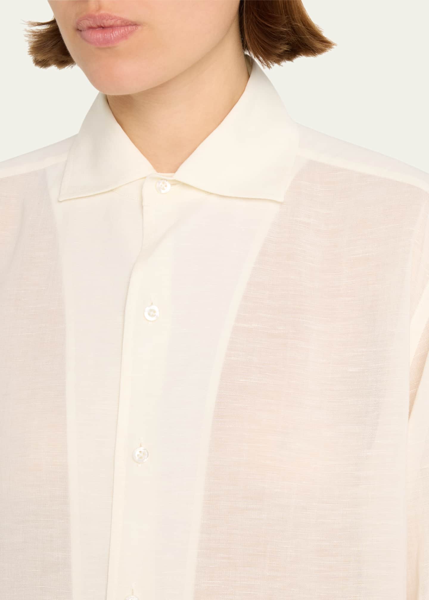Ralph Lauren Collection Capri Button Down Linen Voile Shirt Image 5 of 5