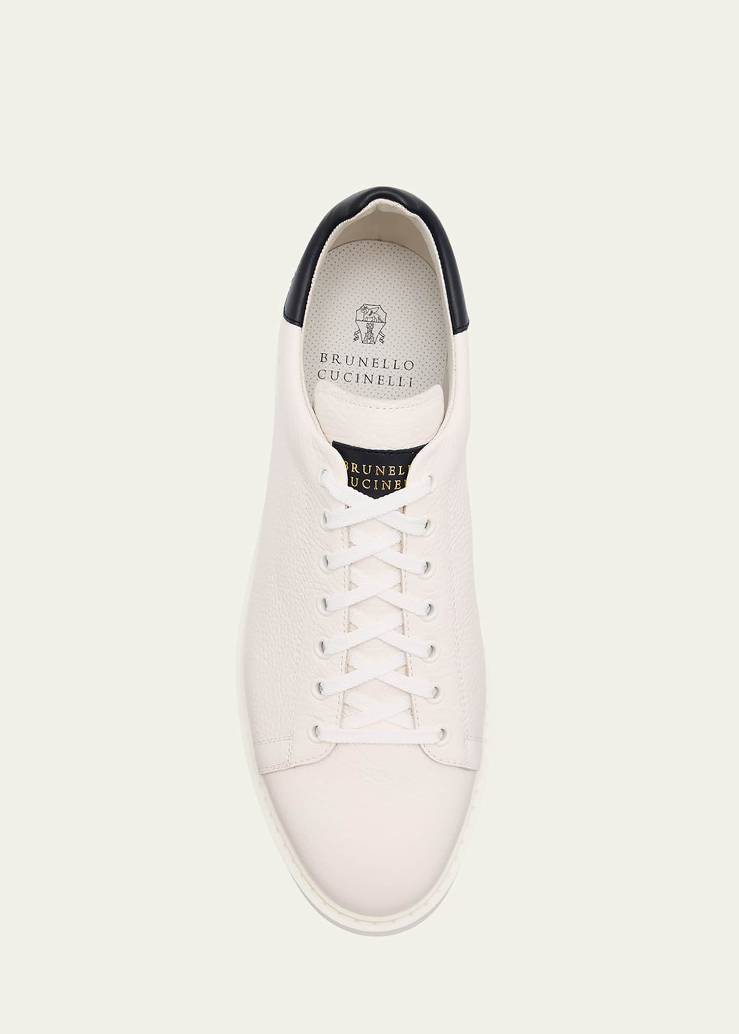 Brunello Cucinelli Men's Icaro Leather Low-Top Sneakers Image 5 of 5