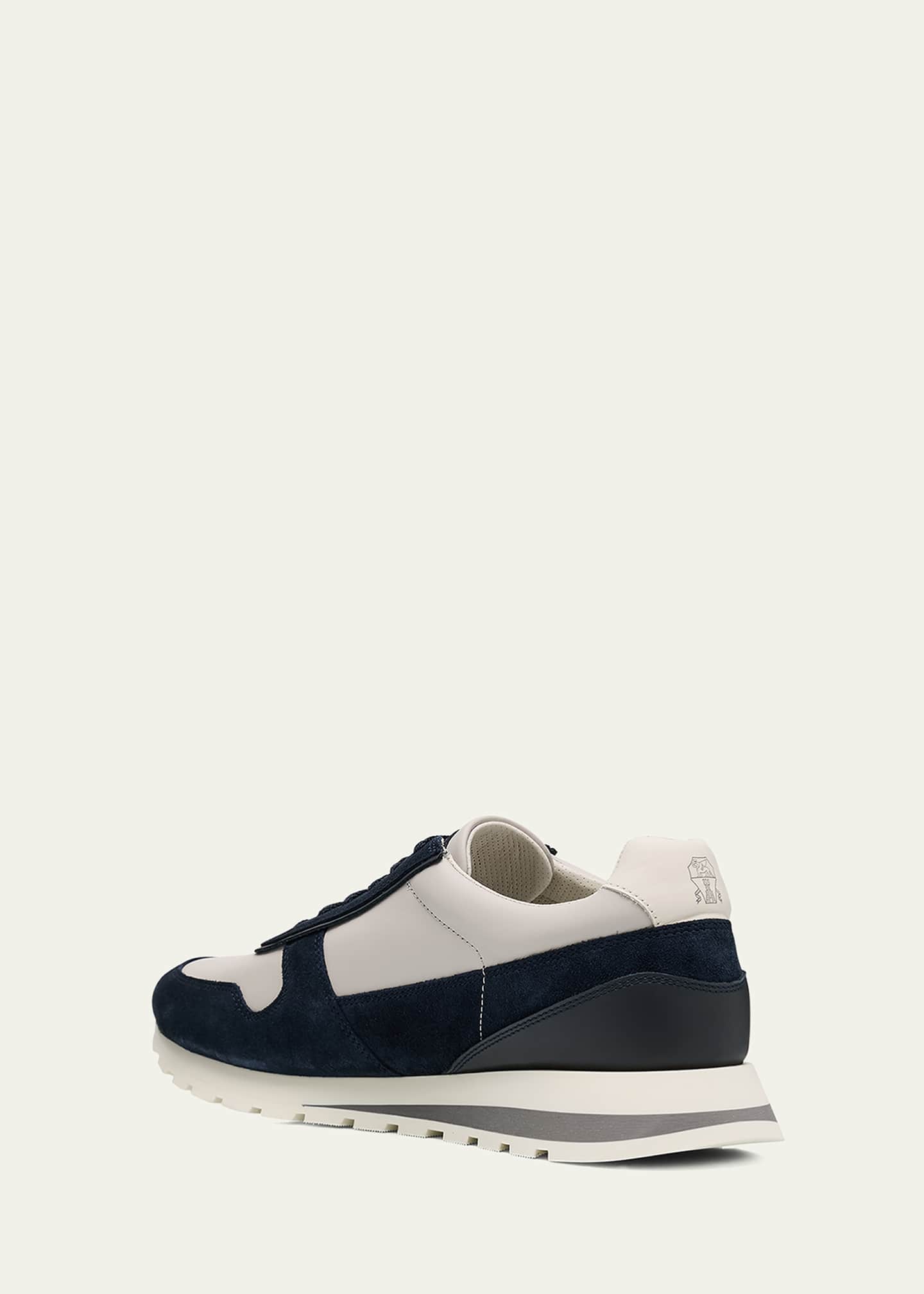 Brunello Cucinelli Men's Olimpo Leather and Suede Sneakers Image 2 of 3