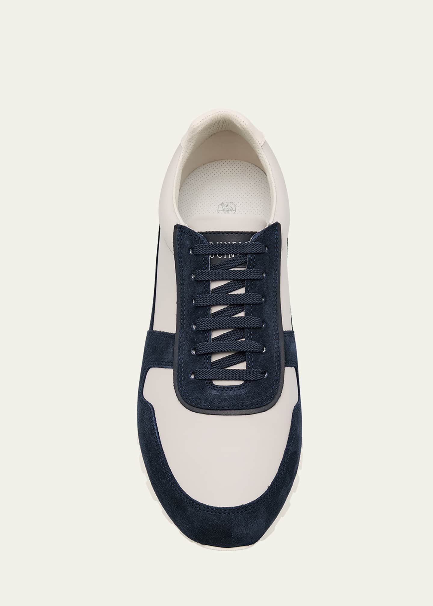 Brunello Cucinelli Men's Olimpo Leather and Suede Sneakers Image 3 of 3