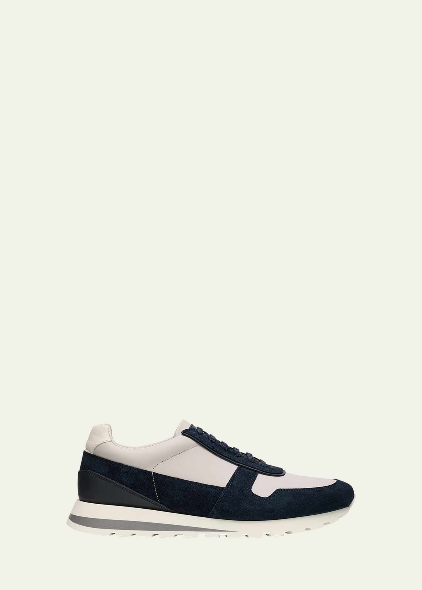 Brunello Cucinelli Men's Olimpo Leather and Suede Sneakers Image 1 of 3
