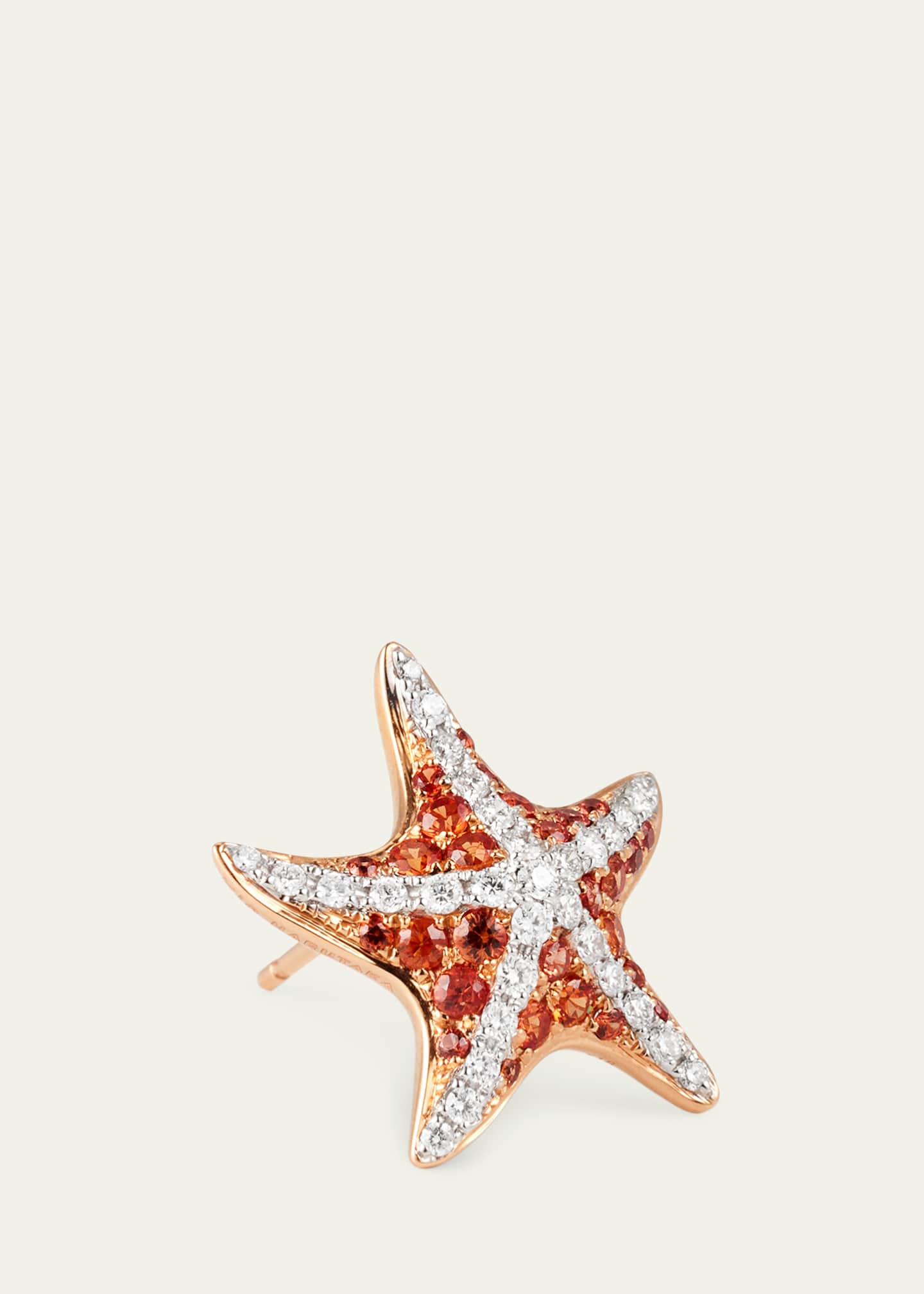 Mio Harutaka 18K Rose and White Gold Sea Star Earring with Orange Sapphire and Diamonds, Single Image 3 of 4