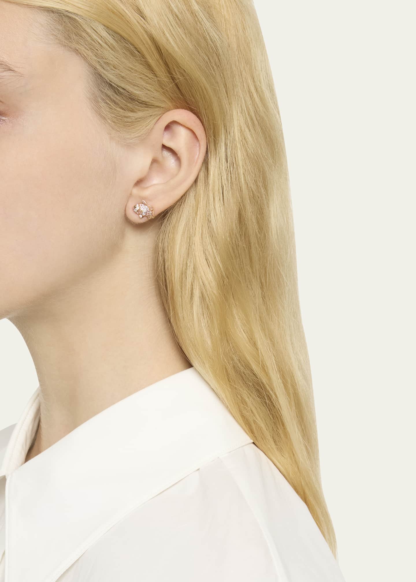 Mio Harutaka 18K Rose and White Gold Fish Left Earring with Pink Sapphire and Diamonds, Single Image 2 of 4