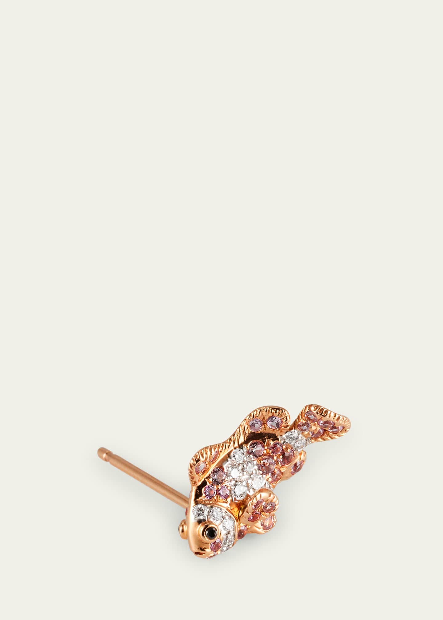 Mio Harutaka 18K Rose and White Gold Fish Left Earring with Pink Sapphire and Diamonds, Single Image 3 of 4