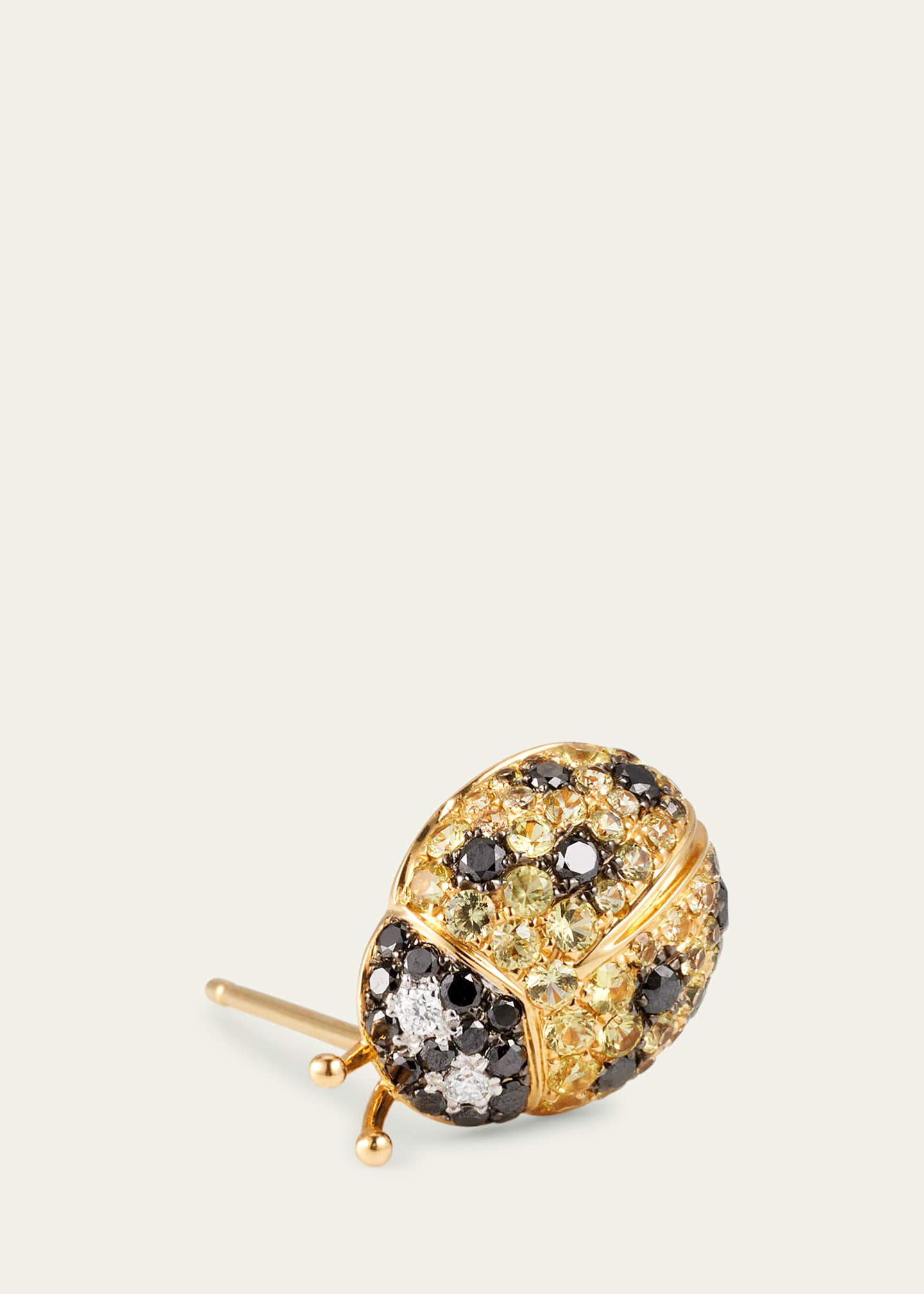 Mio Harutaka 18K Yellow and White Gold Ladybird Earring with Yellow Sapphire and Diamonds, Single Image 3 of 4