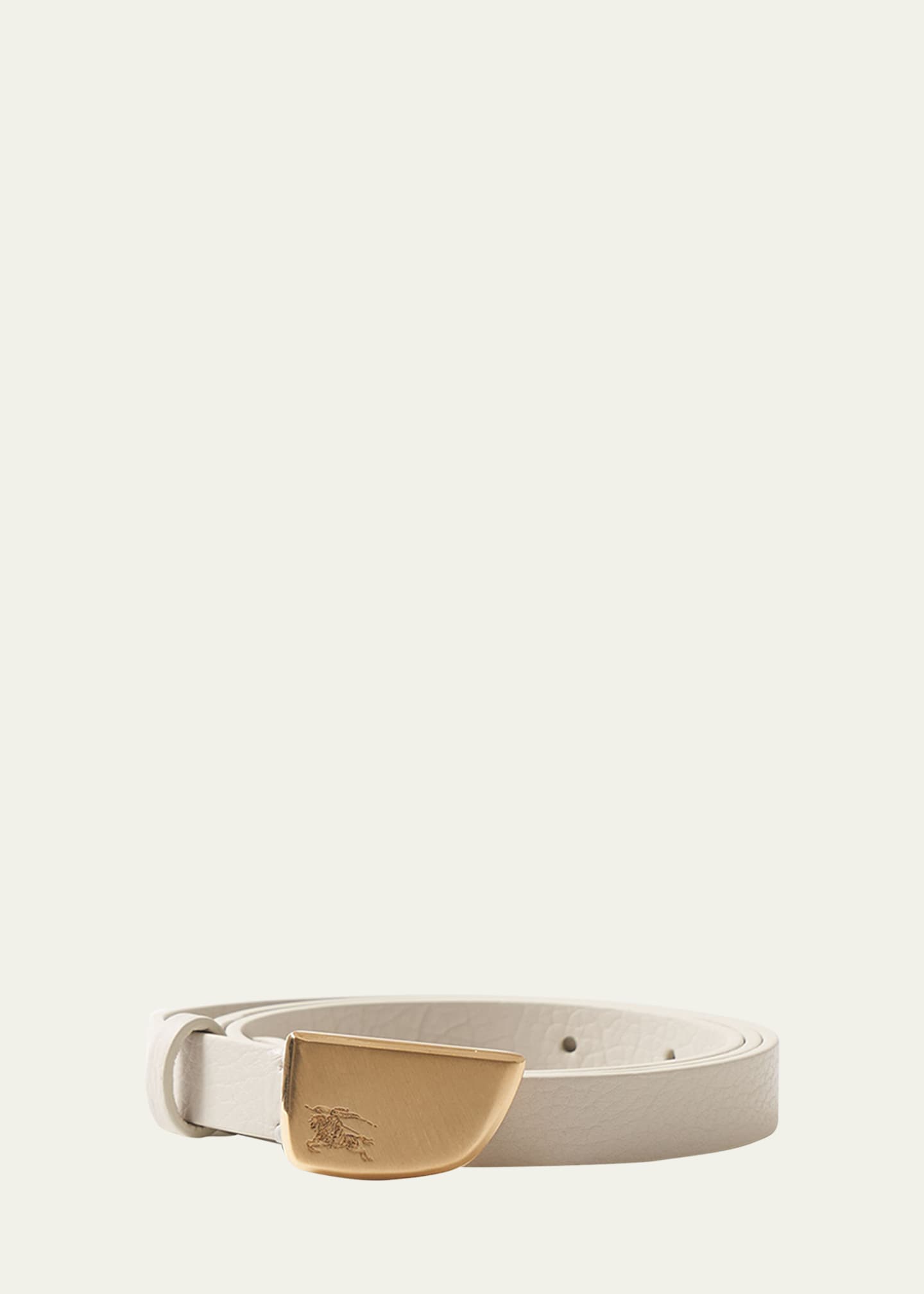 Burberry Brushed Shield Buckled White Leather Skinny Belt Bergdorf Goodman