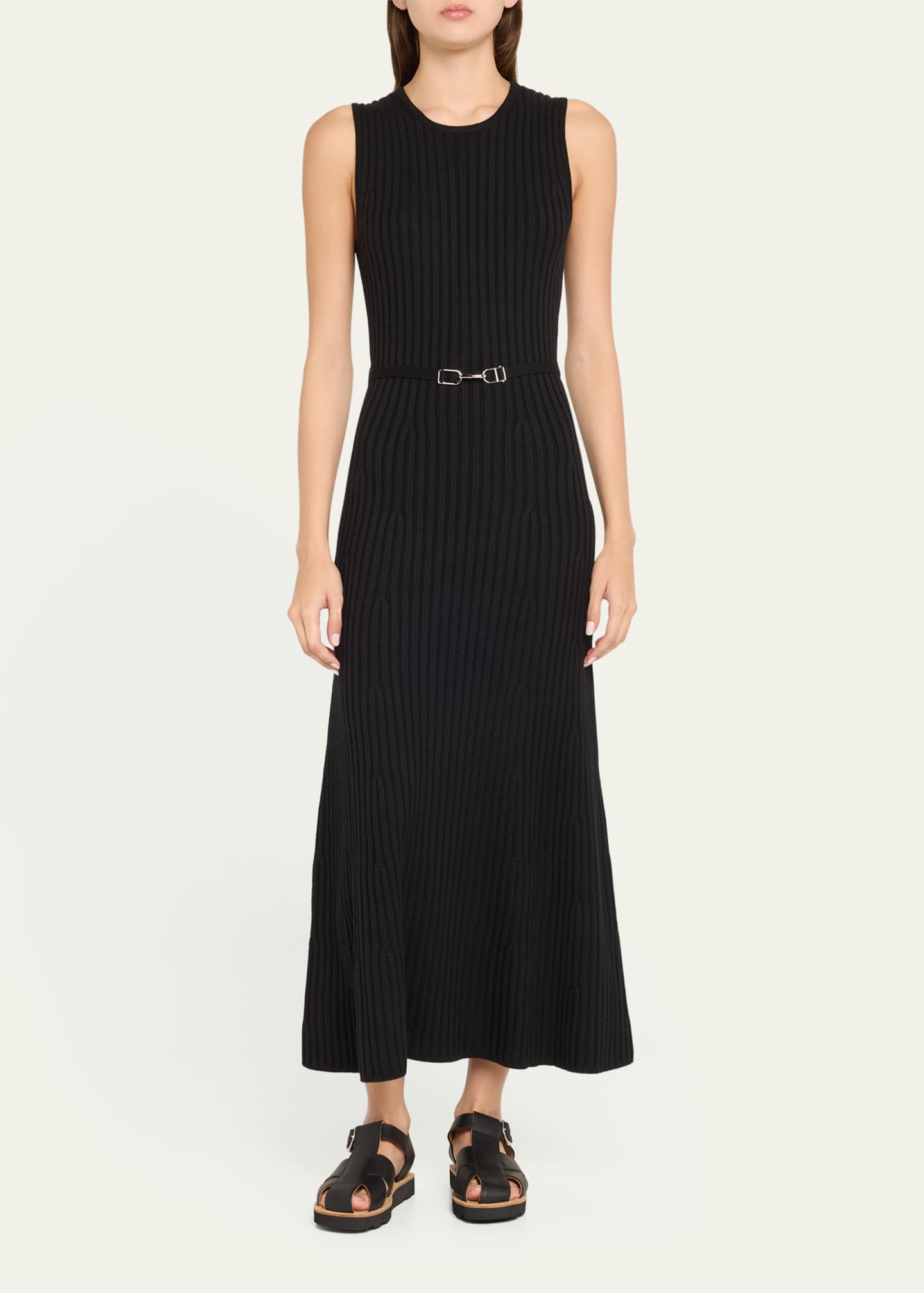 Gabriela Hearst Meier Cashmere-Blend Ribbed Knit Maxi Dress with Belt Image 2 of 5