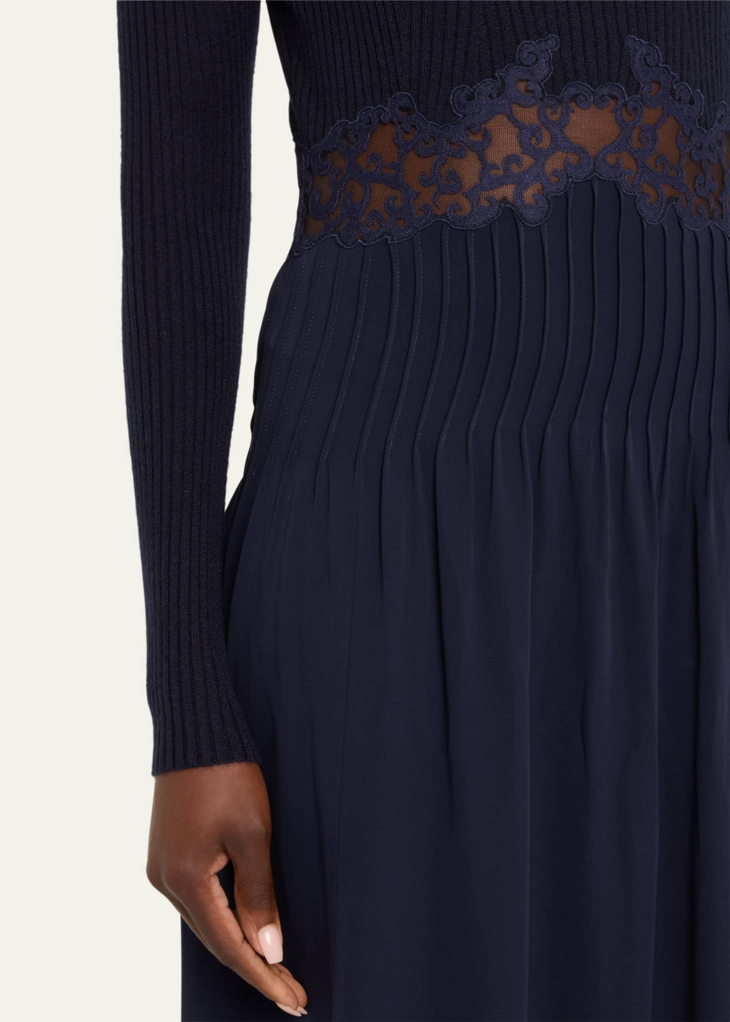 Gabriela Hearst Prior Mixed-Media Lace Long-Sleeve Maxi Dress Image 5 of 5