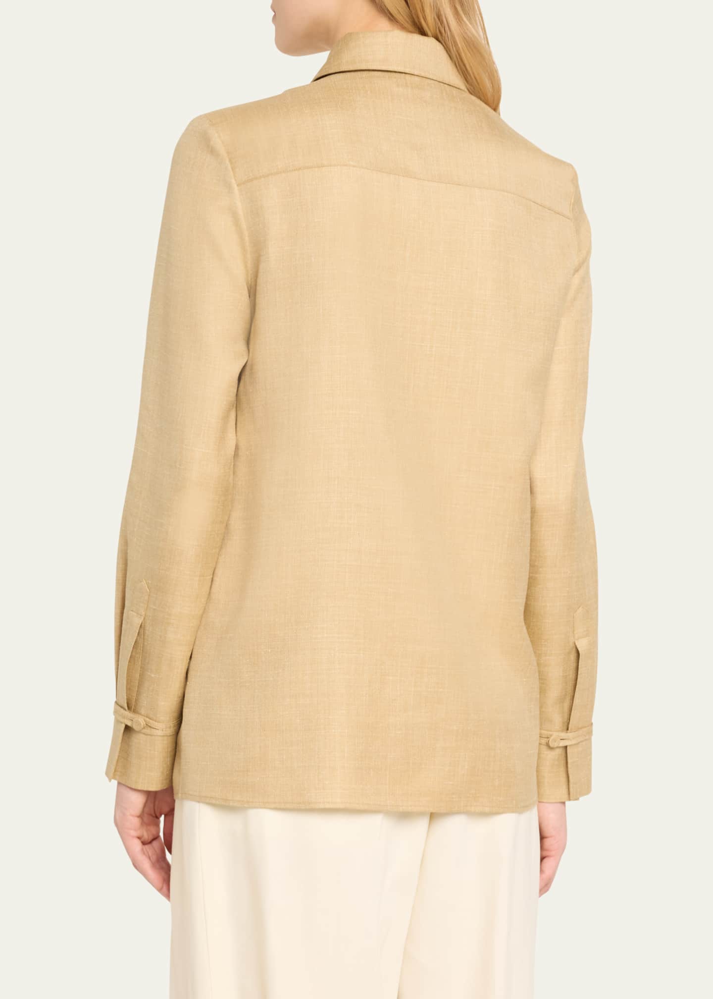 Gabriela Hearst Cruz Wool and Linen Button-Front Shirt Image 3 of 5