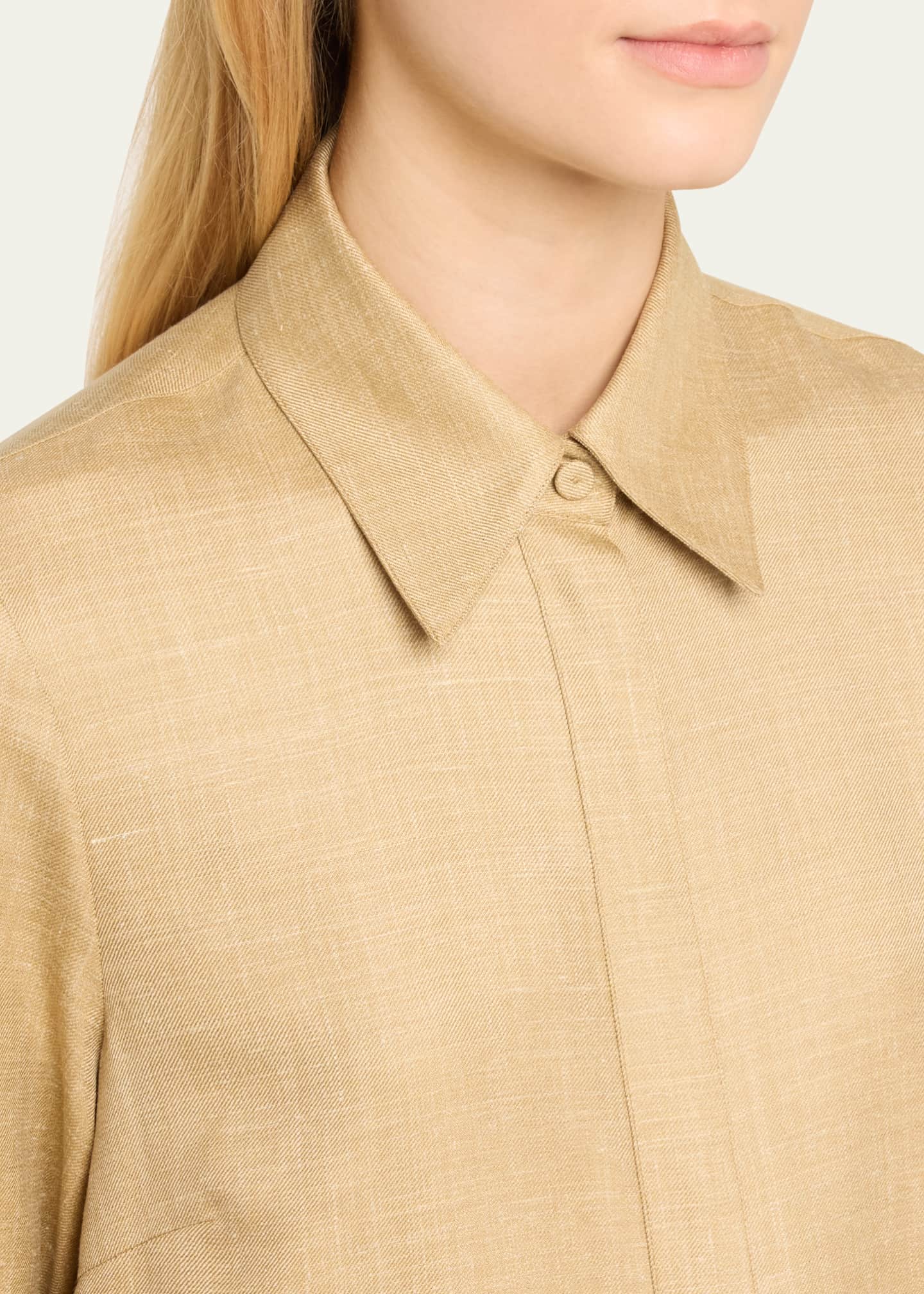 Gabriela Hearst Cruz Wool and Linen Button-Front Shirt Image 5 of 5