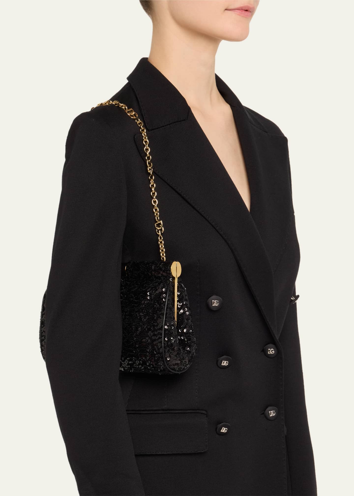 Dolce&Gabbana Marlene Medium Sequined Clutch Bag Image 2 of 6