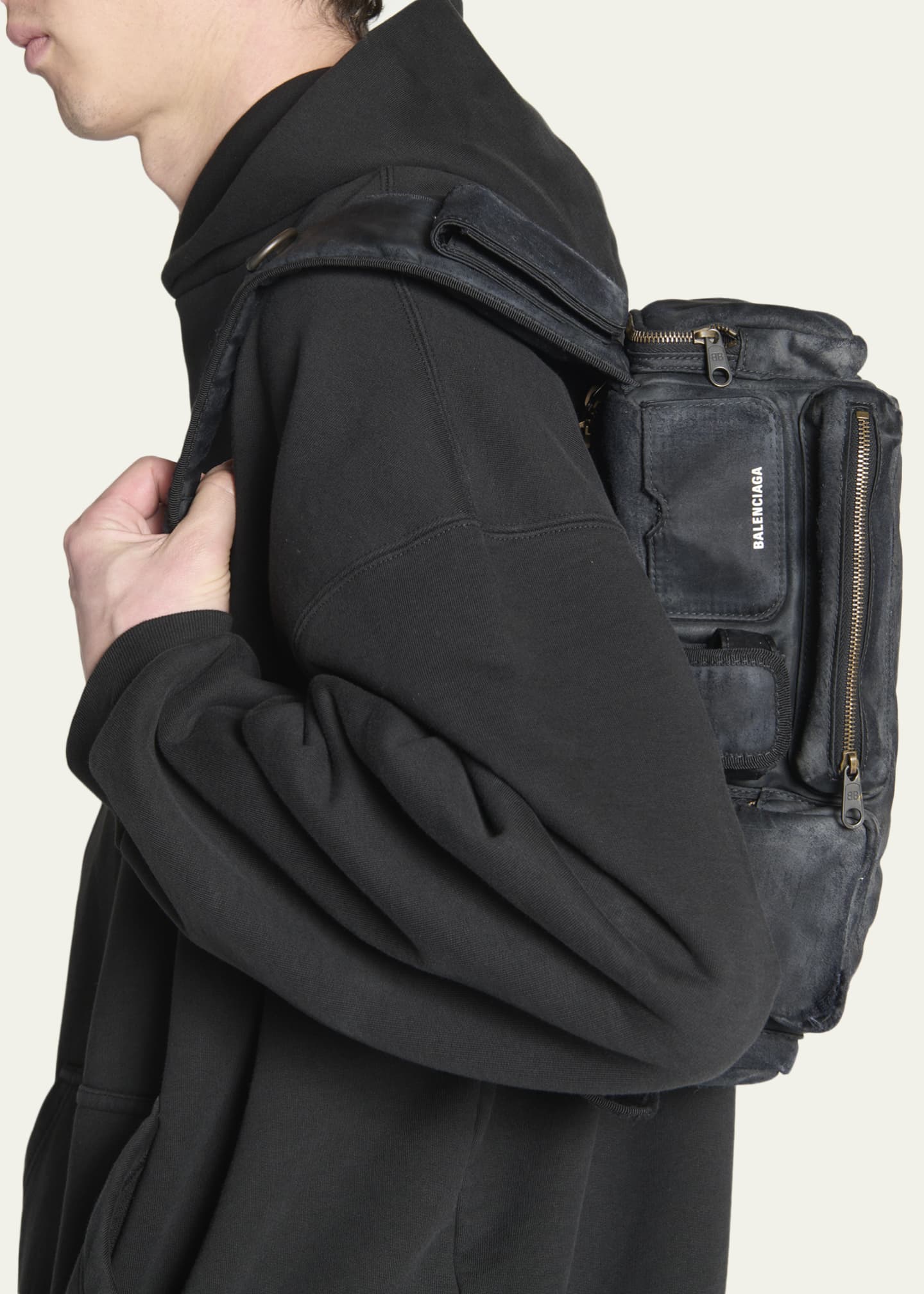 Balenciaga Men's Superbus Nylon Shoulder Sling Bag Image 2 of 5