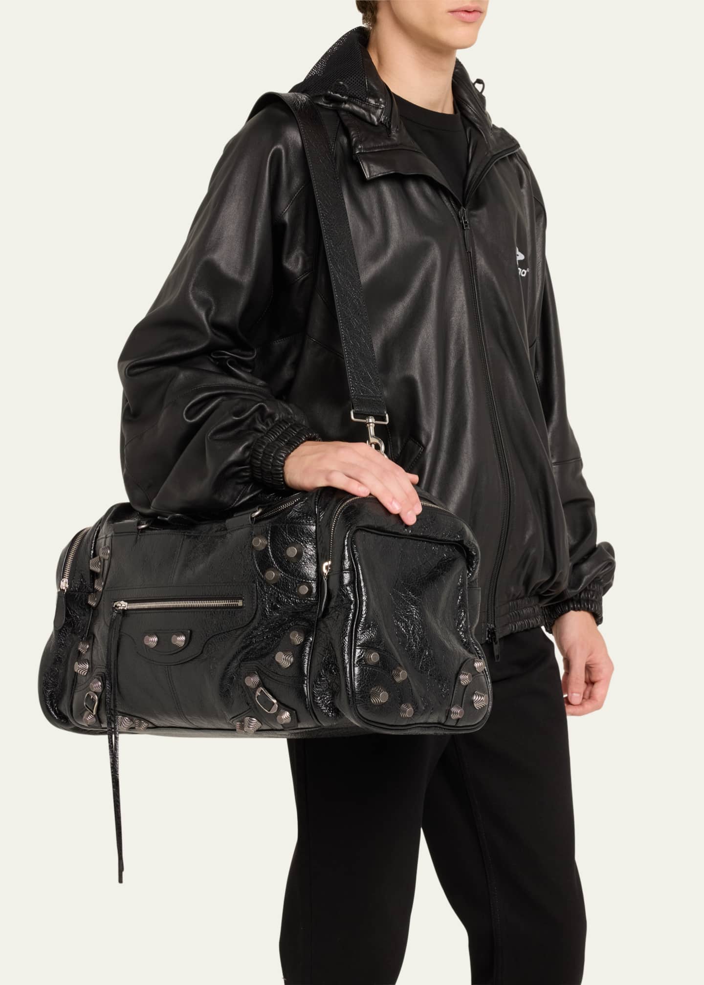 BALENCIAGA Men's Le Cagole Lambskin Duffel Bag バッグ ロゴ Balenciaga Men's Le Cagole Lambskin Duffel Bag - Bergdorf