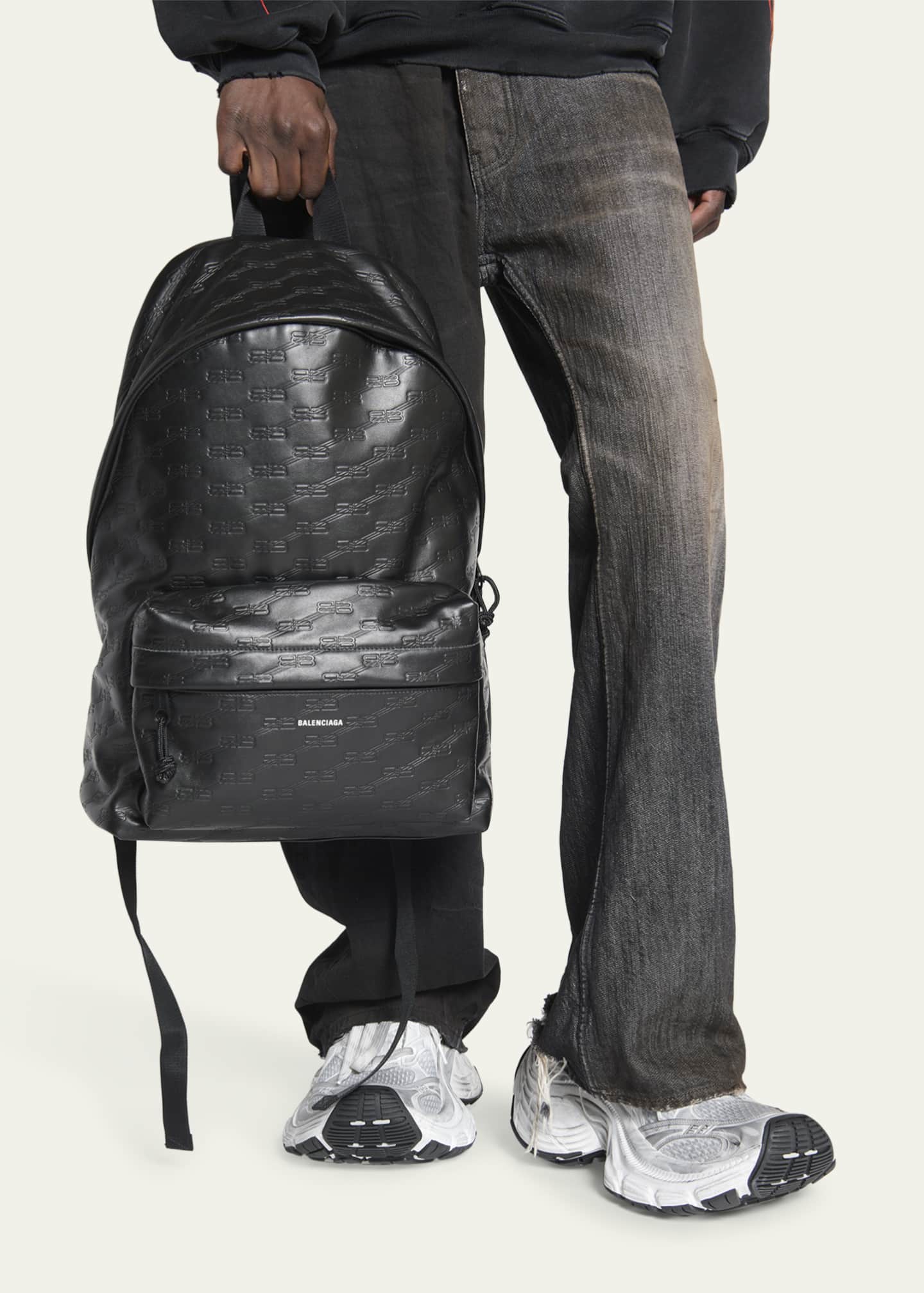 Balenciaga black leather backpack top