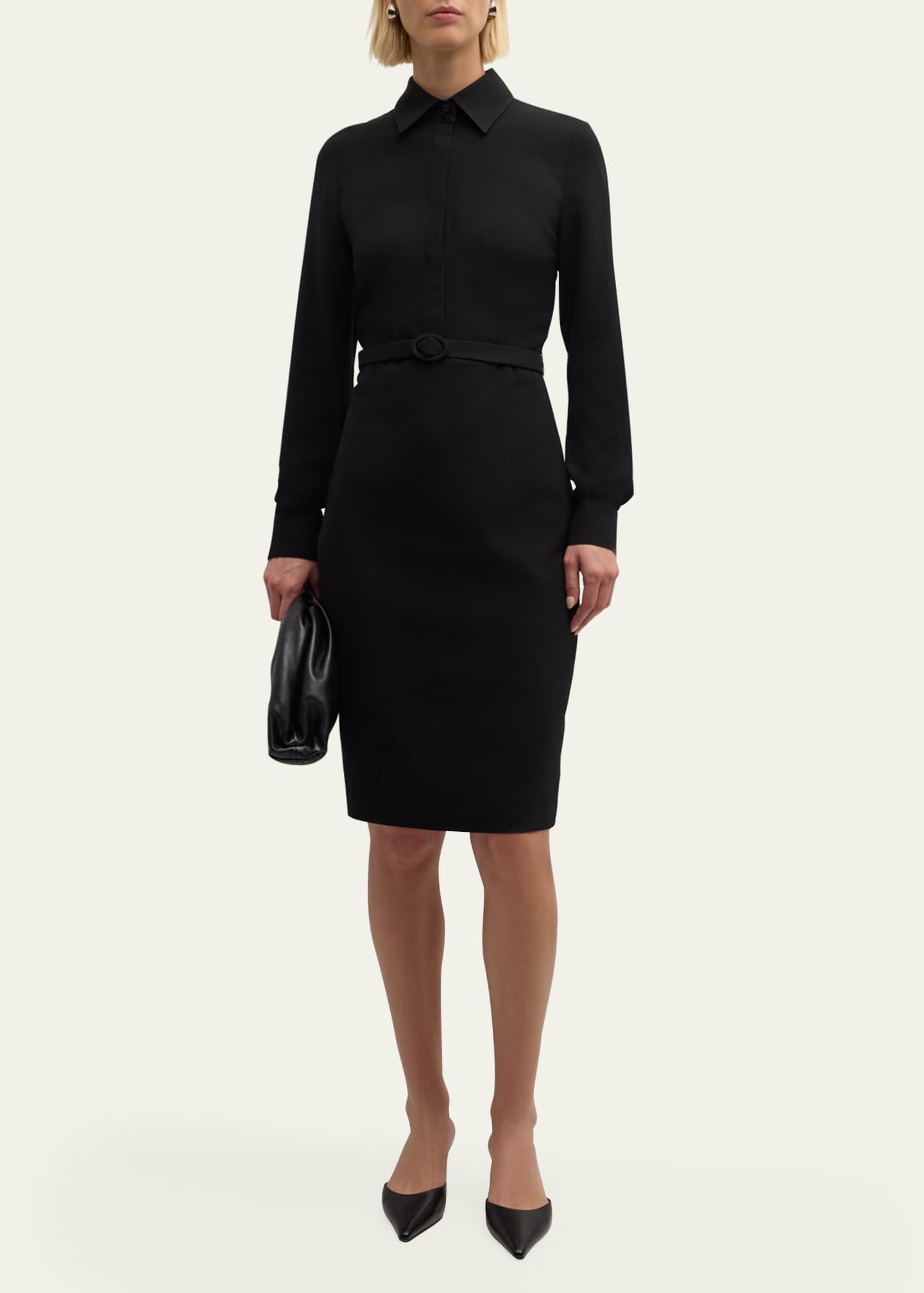 Lafayette 148 New York Belted Crepe Shirtdress Image 4 of 5