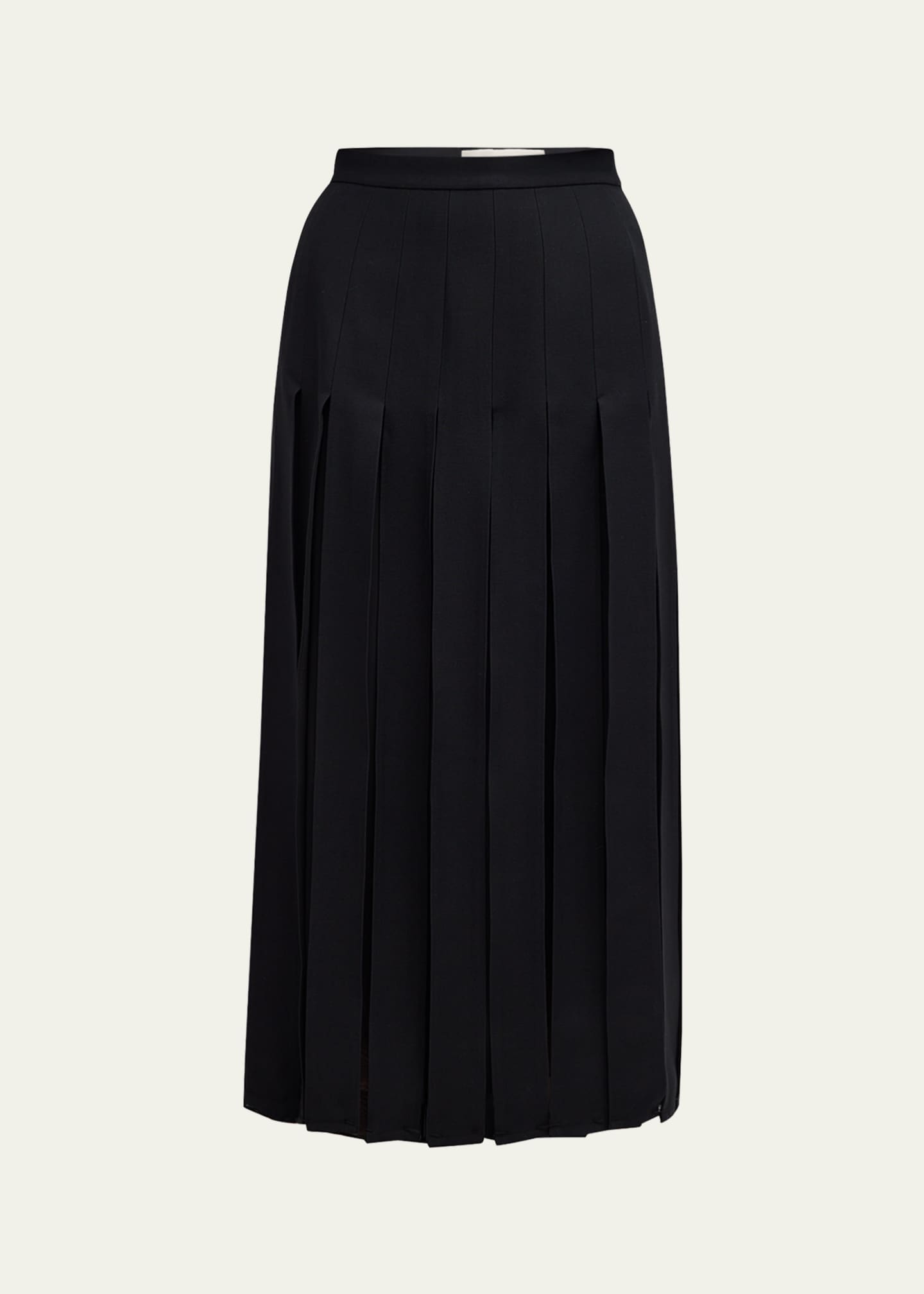 Lafayette 148 New York Pleated Wool-Silk Midi Skirt Image 1 of 5