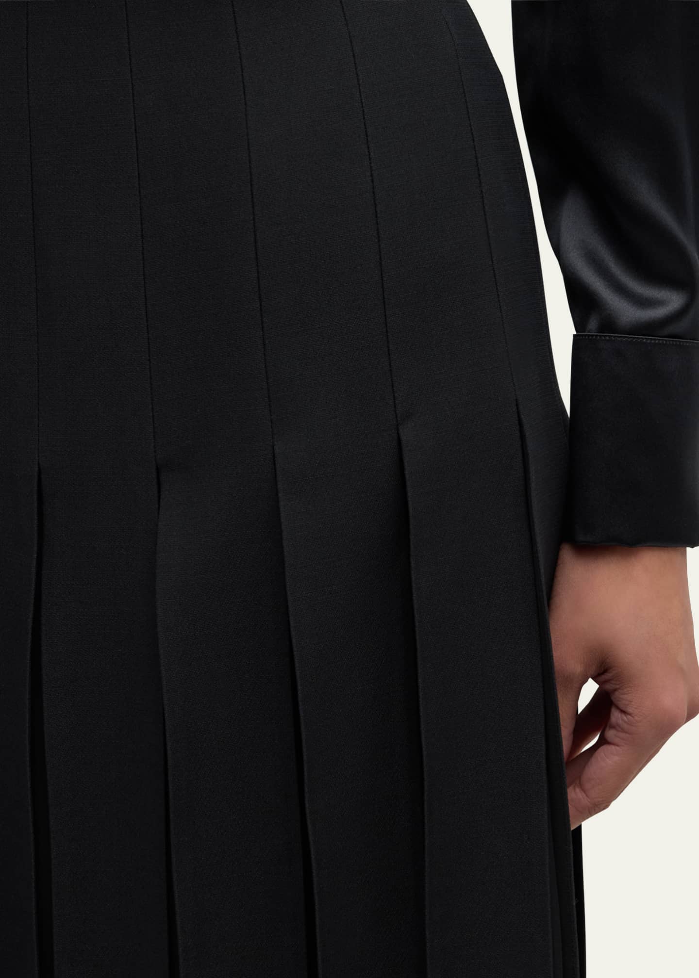 Lafayette 148 New York Pleated Wool-Silk Midi Skirt Image 5 of 5