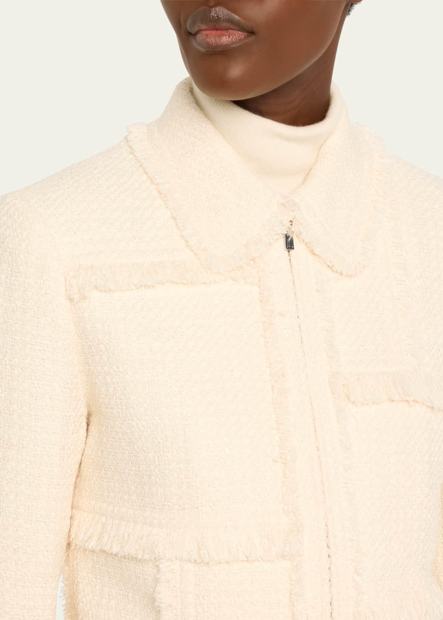 Lafayette 148 New York Fringe-Trim Boucle Tweed Jacket Image 5 of 5