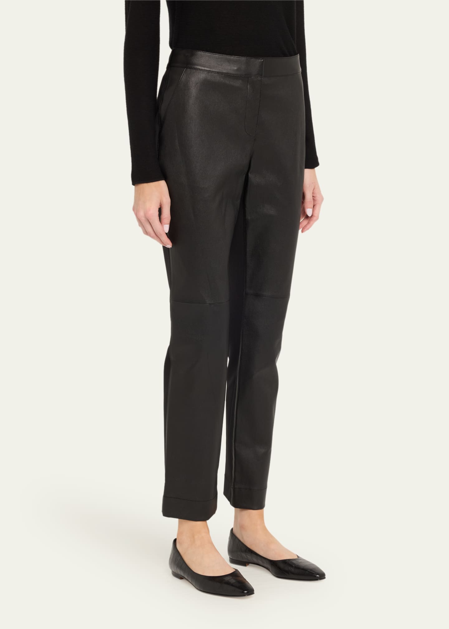 Lafayette 148 New York Leather and Acclaimed Stretch Cigarette Pants Image 4 of 5