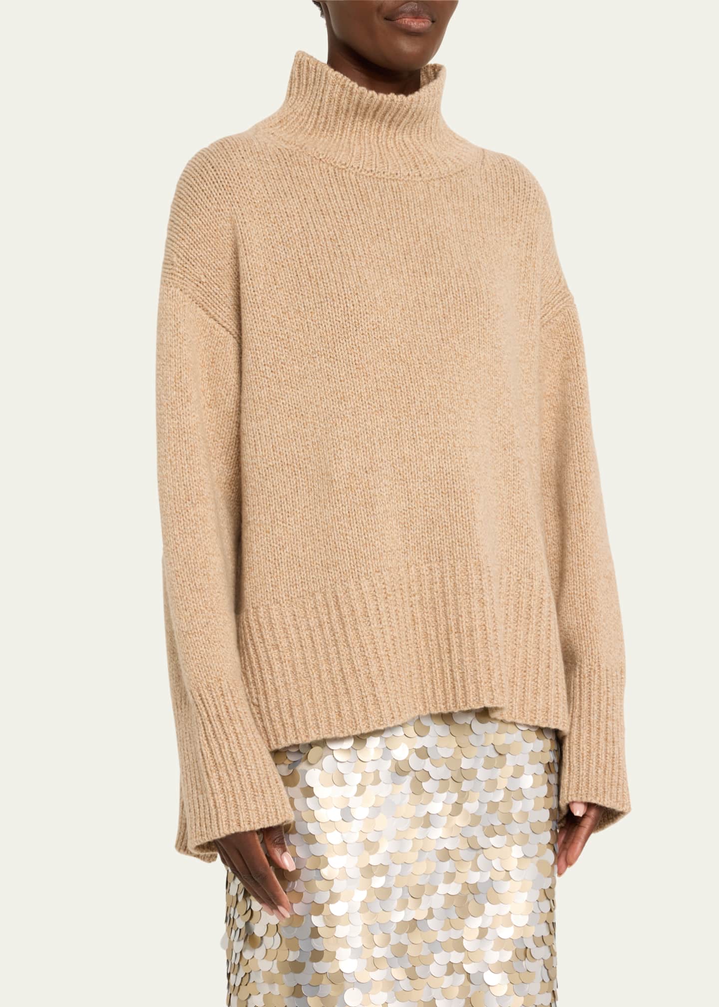 Lafayette 148 New York Oversized High-Low Turtleneck Cashmere Sweater Image 4 of 5