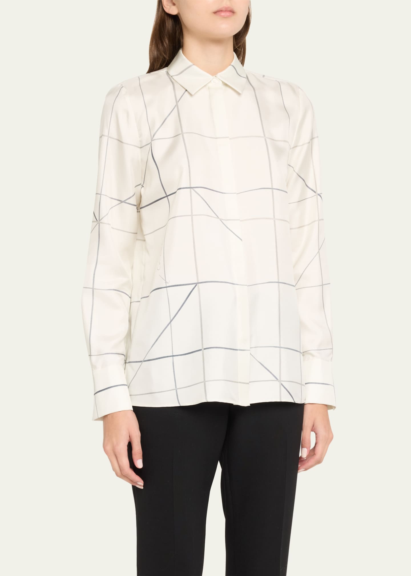 Lafayette 148 New York Scottie Graphic-Print Silk Twill Blouse Image 4 of 5