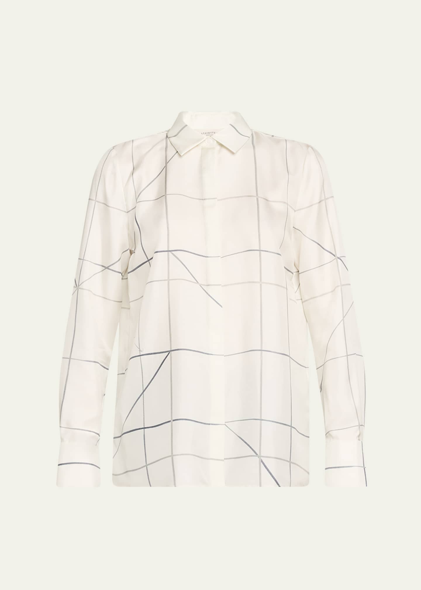 Lafayette 148 New York Scottie Graphic-Print Silk Twill Blouse Image 1 of 5