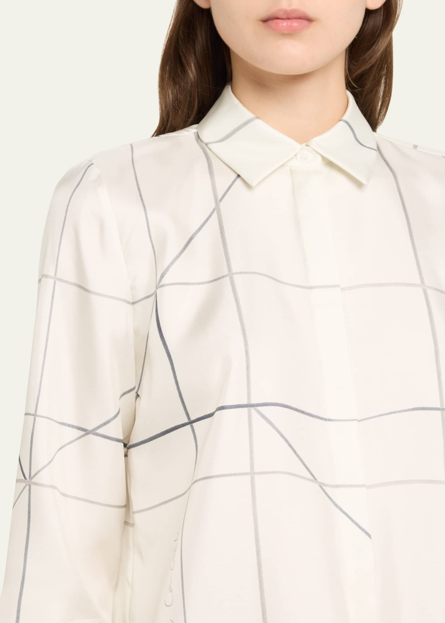 Lafayette 148 New York Scottie Graphic-Print Silk Twill Blouse Image 5 of 5