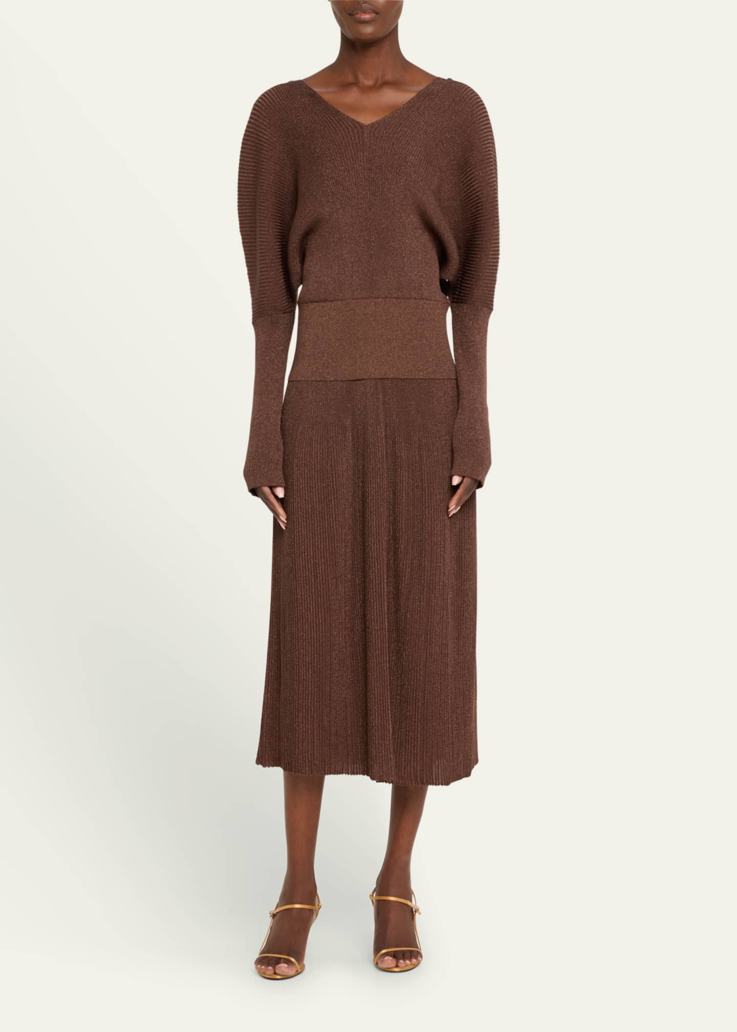 Lafayette 148 New York Ribbed Shimmer Dolman-Sleeve Sweater Image 2 of 5