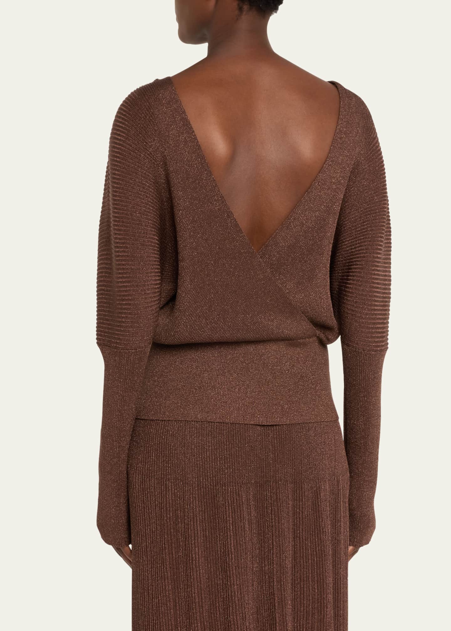 Lafayette 148 New York Ribbed Shimmer Dolman-Sleeve Sweater Image 3 of 5