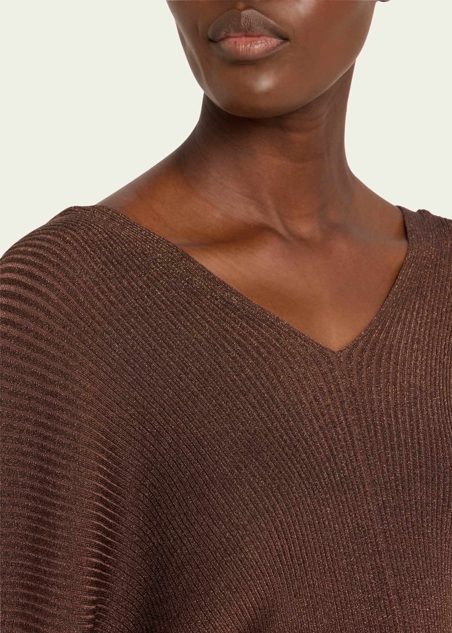 Lafayette 148 New York Ribbed Shimmer Dolman-Sleeve Sweater Image 5 of 5
