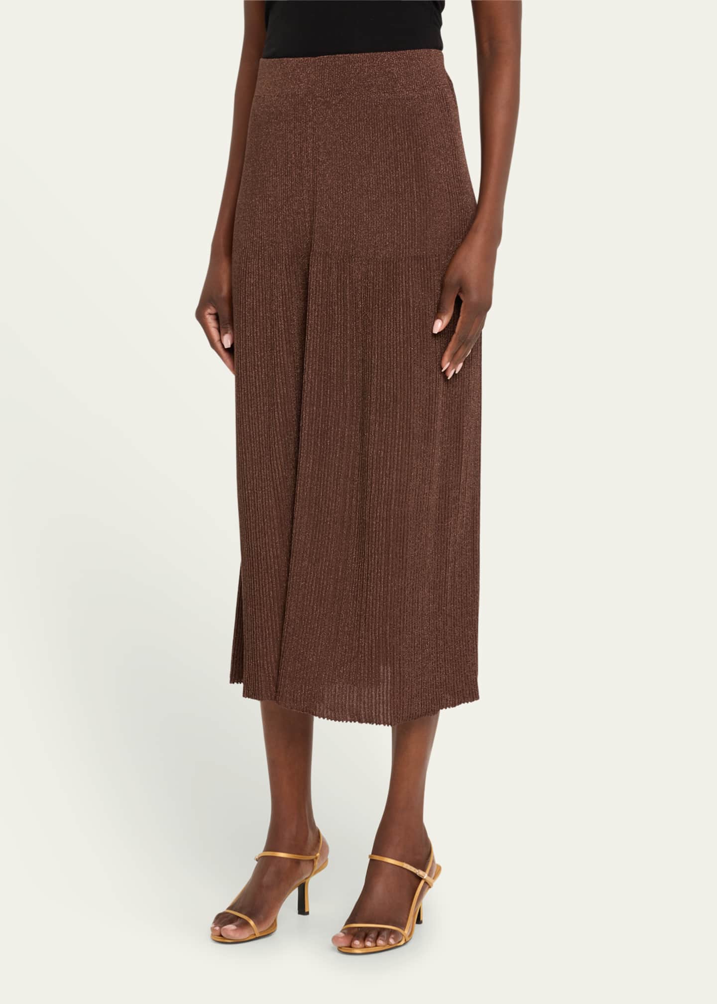 Lafayette 148 New York Ribbed Shimmer Knit Midi Skirt Image 4 of 5