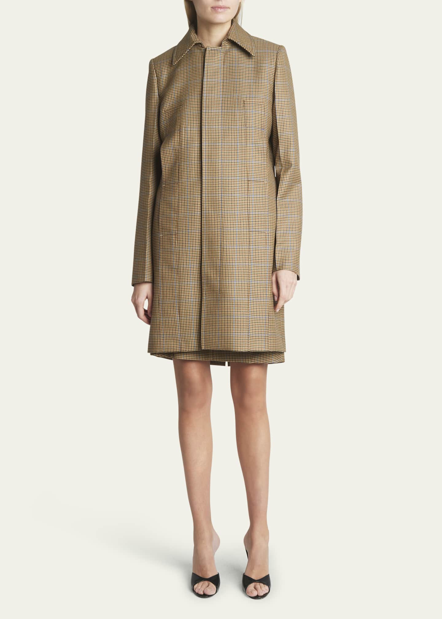 Victoria Beckham Houndstooth Tailored Wool Car Coat Image 2 of 5