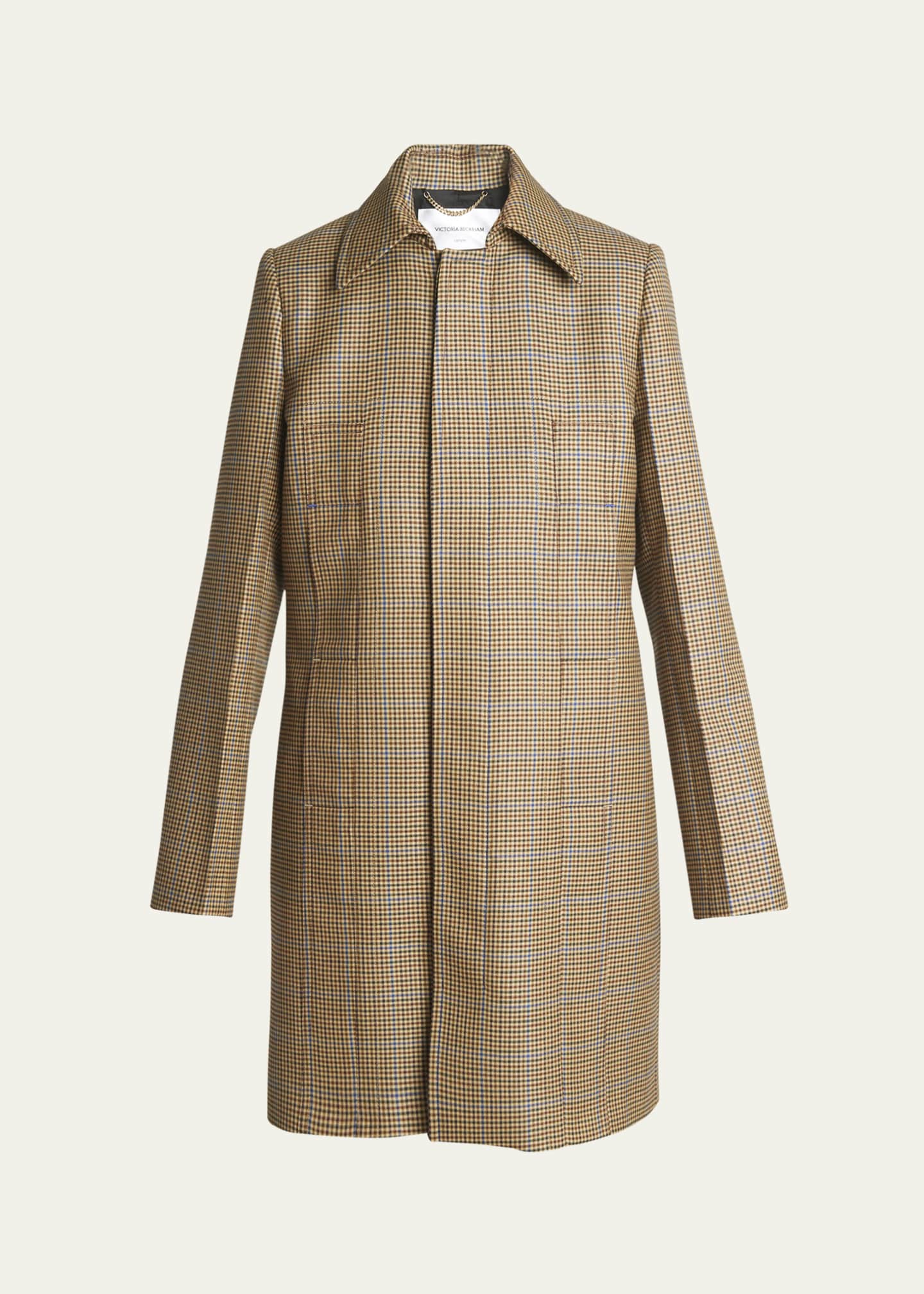 Victoria Beckham Houndstooth Tailored Wool Car Coat Image 1 of 5
