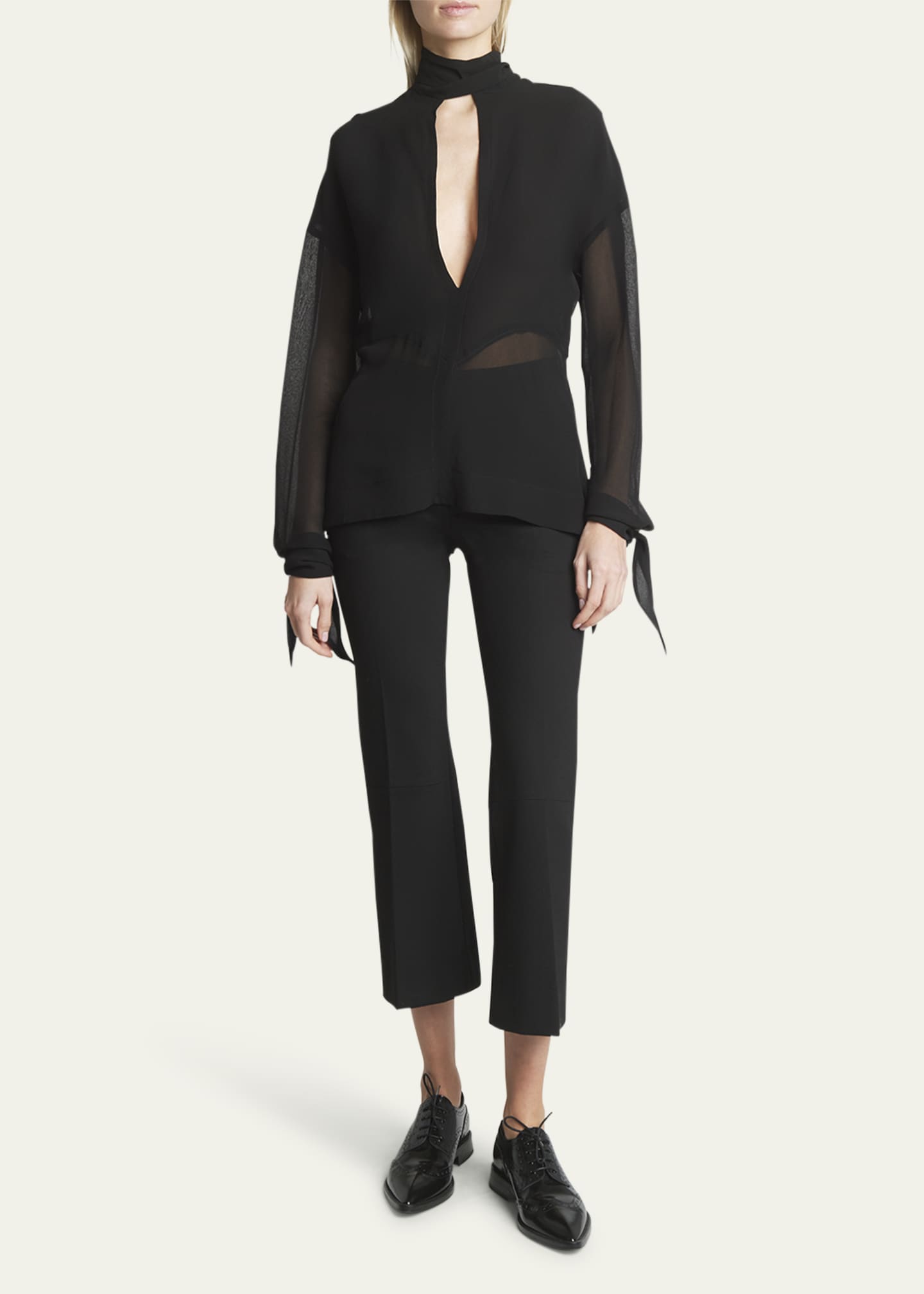 Victoria Beckham Panelled Tie-Neck Blouse Image 2 of 5
