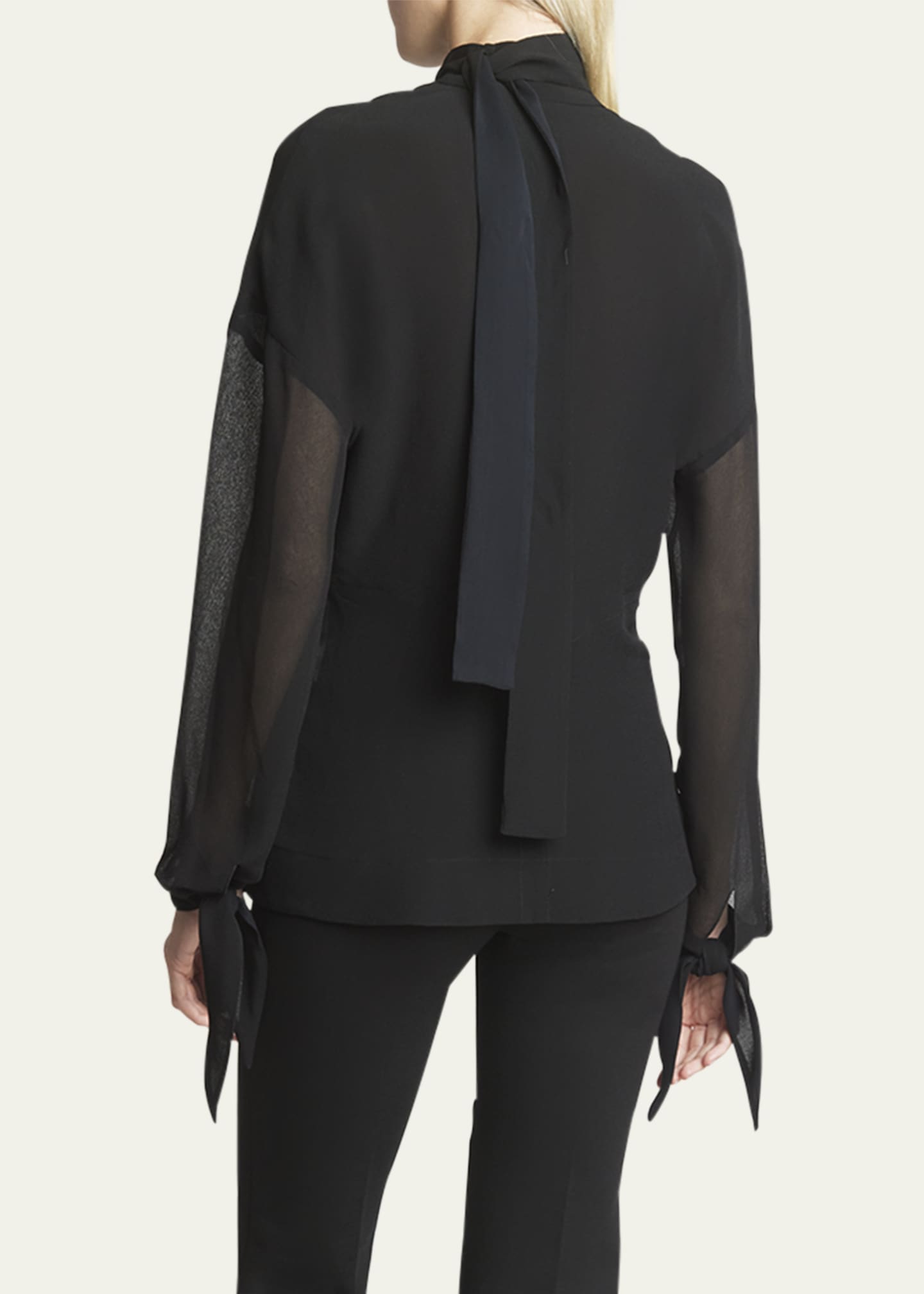 Victoria Beckham Panelled Tie-Neck Blouse Image 3 of 5