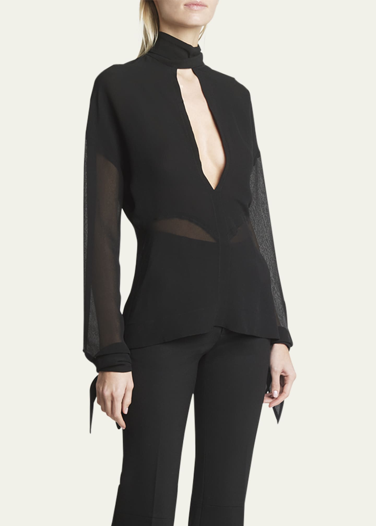 Victoria Beckham Panelled Tie-Neck Blouse Image 4 of 5