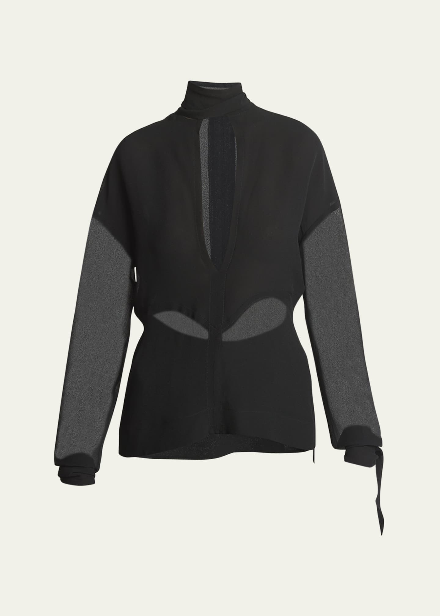 Victoria Beckham Panelled Tie-Neck Blouse Image 1 of 5