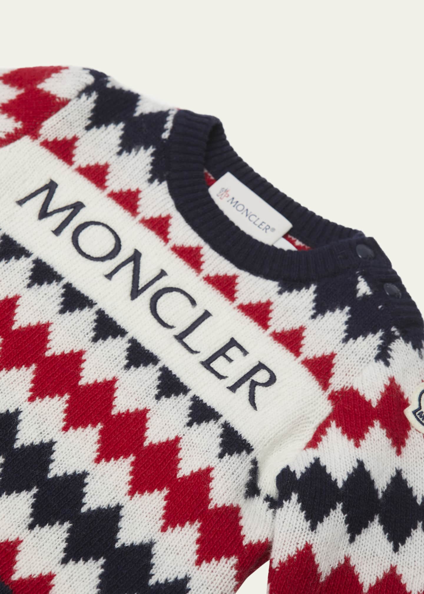 Moncler Boy's Logo-Print Diamond Intarsia Sweater, Size 6M-3 Image 3 of 3
