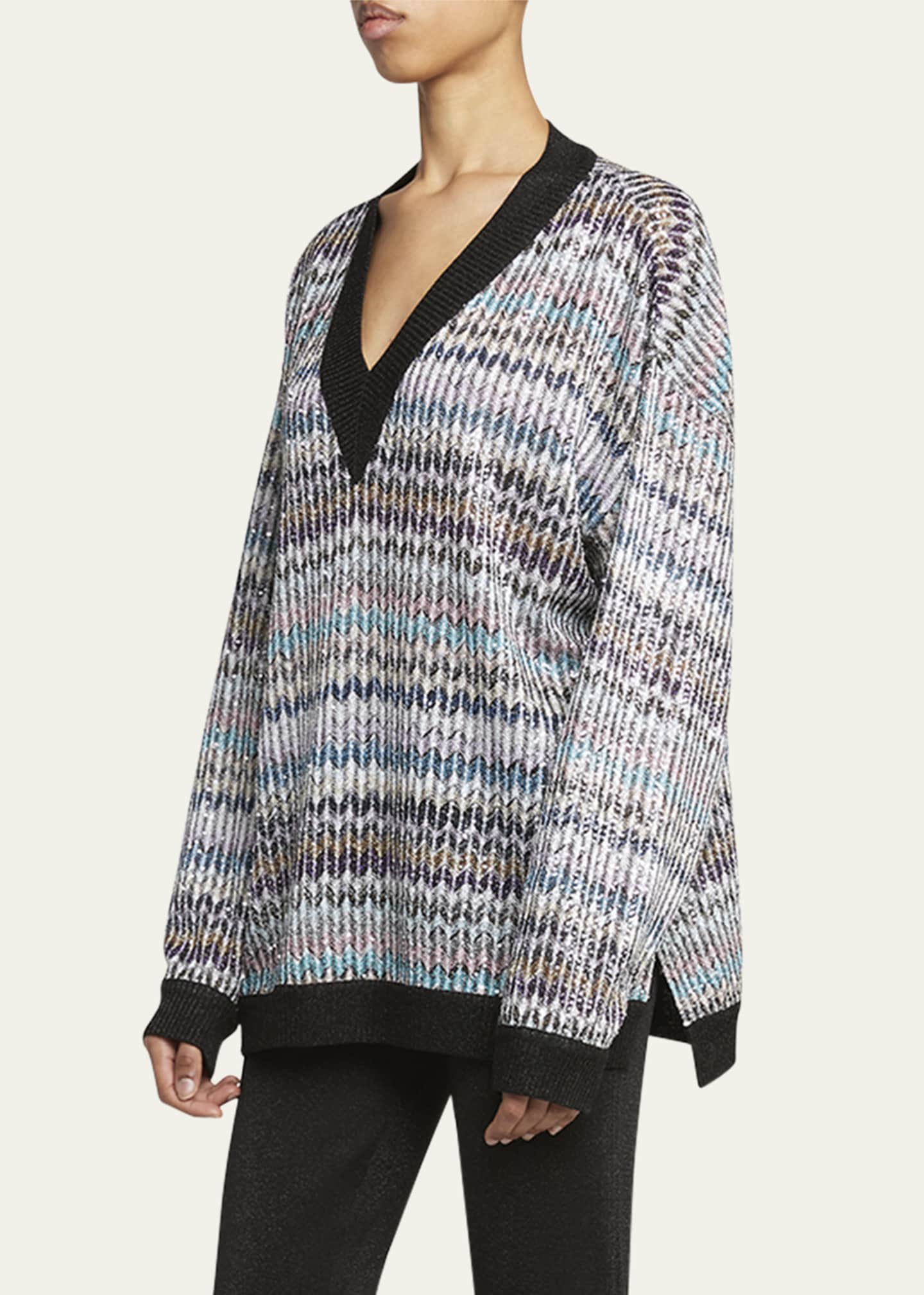 Missoni Chevron Knit V-Neck Sweater Image 4 of 5